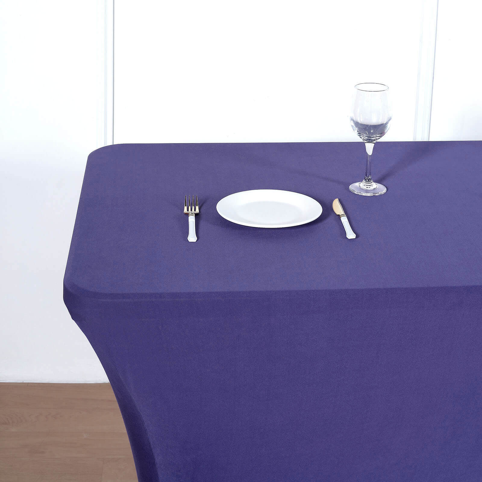 Stretch Spandex 96"x30" Rectangle Table Cover Purple - Durable Form-Fitting Tablecloth
