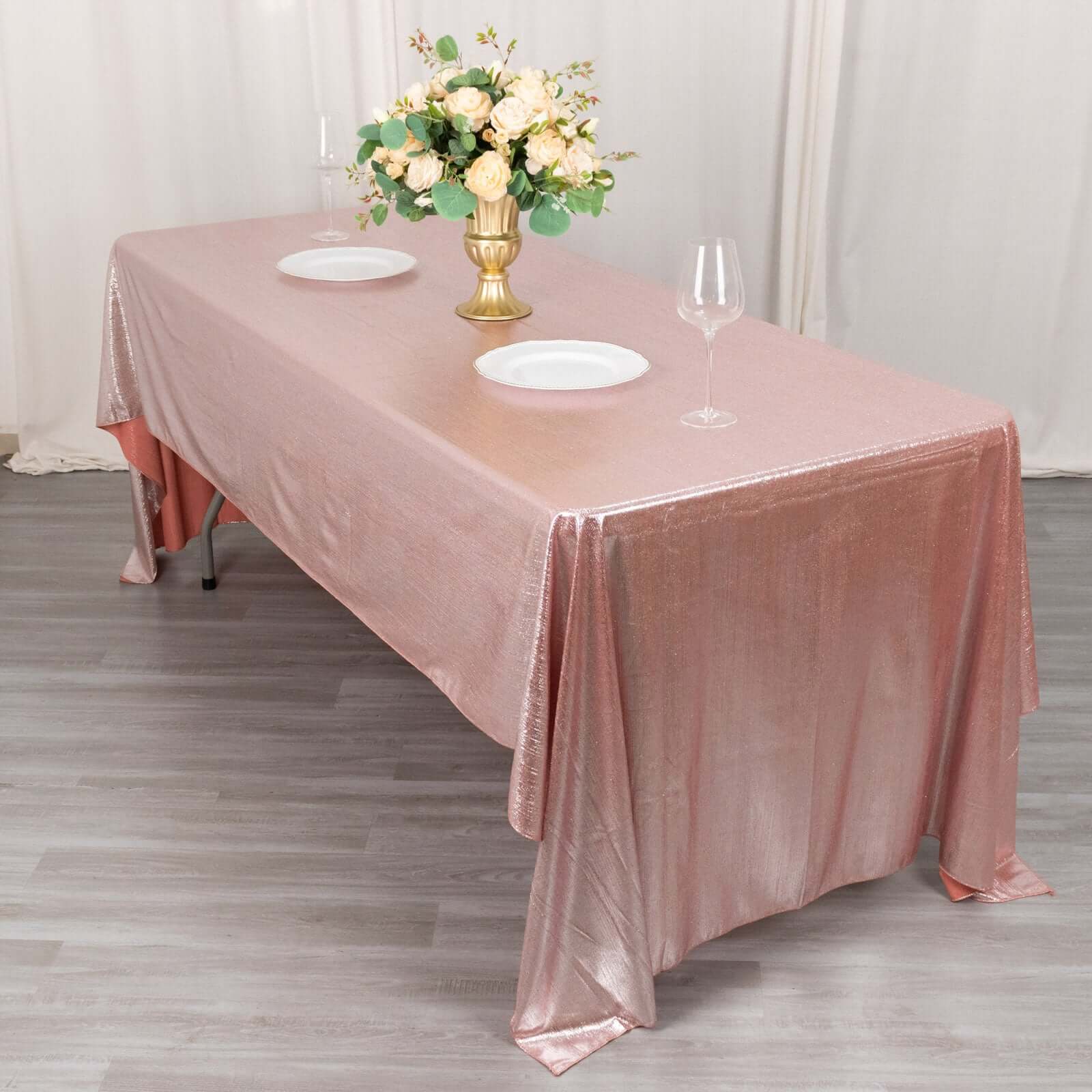 Sequin Dots Polyester 60"x126" Rectangle Tablecloth Shimmering Rose Gold - Wrinkle Free & Sparkling Table Cover