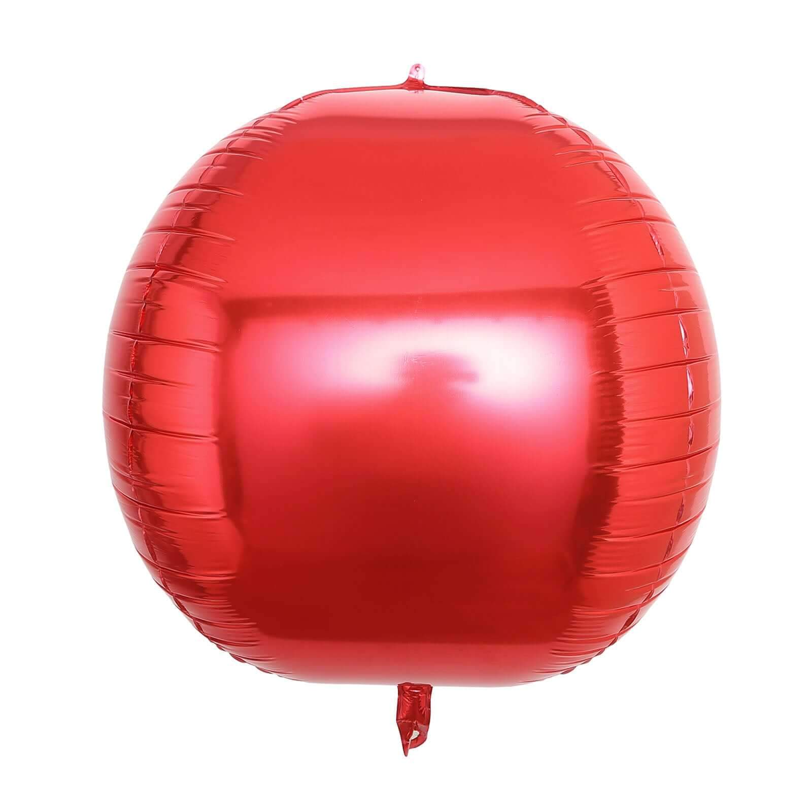 2 Pack 18" 4D Metallic Red Sphere Mylar Foil Helium or Air Balloons
