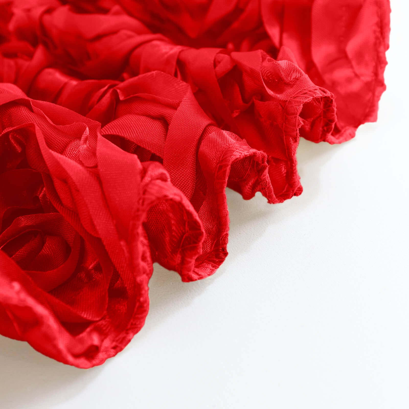 Satin 90"x156" Rectangle Tablecloth Red - Grandiose 3D Rosette Table Cover with Seamless Finish