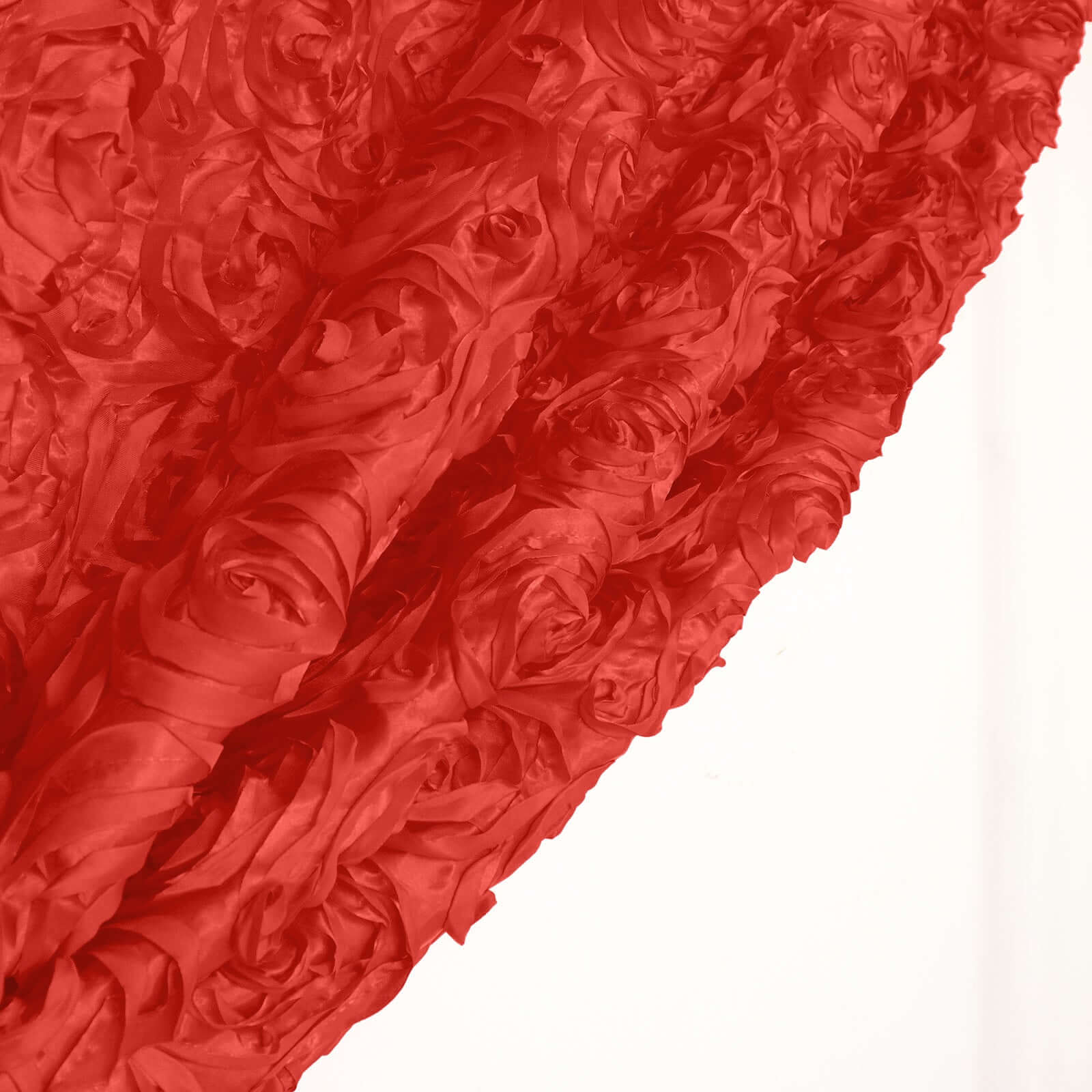 8ftx8ft Red Satin Rosette Event Curtain Drapes, Backdrop Event Panel