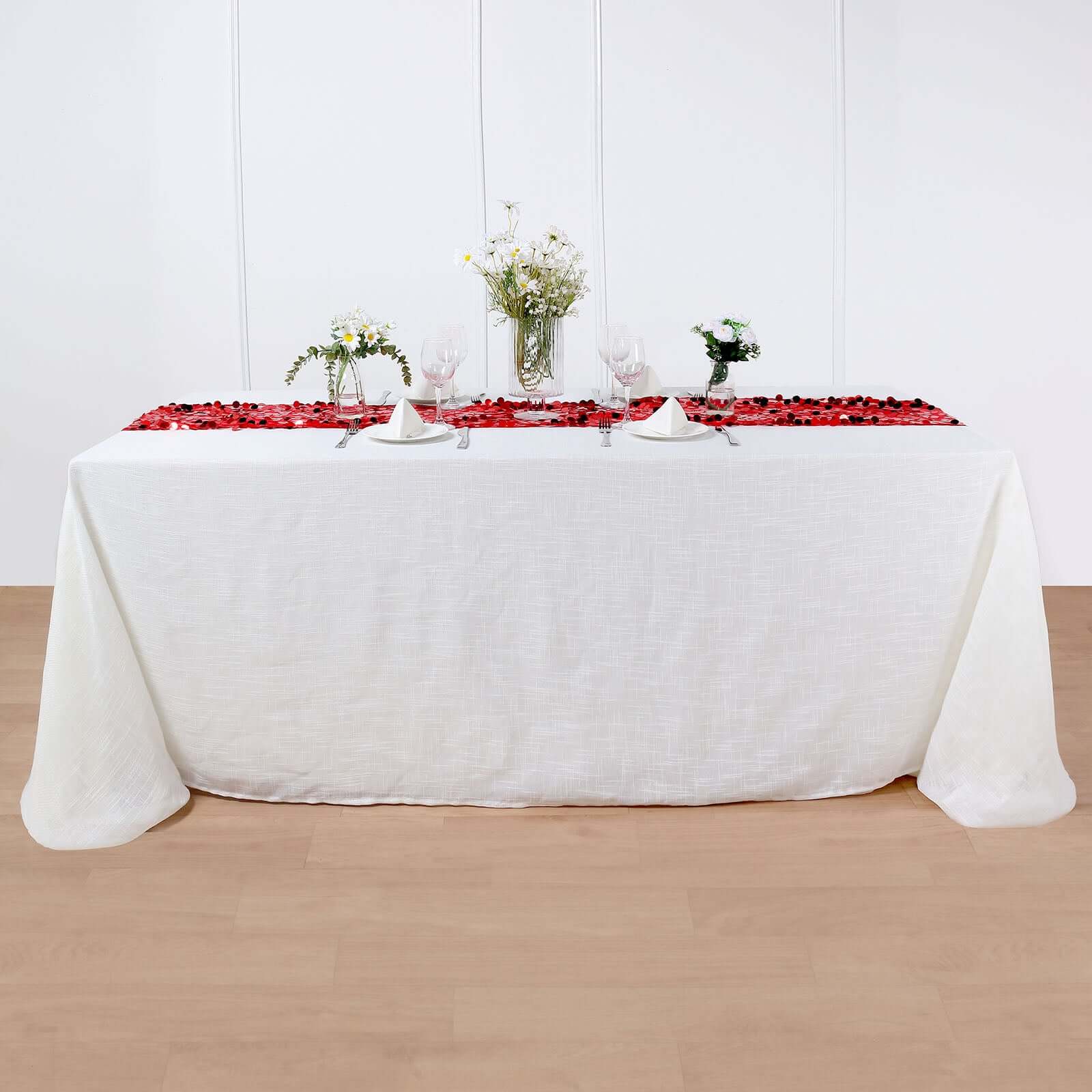 Big Payette Sequin 13"x108" Table Runner Red - Dazzling Design