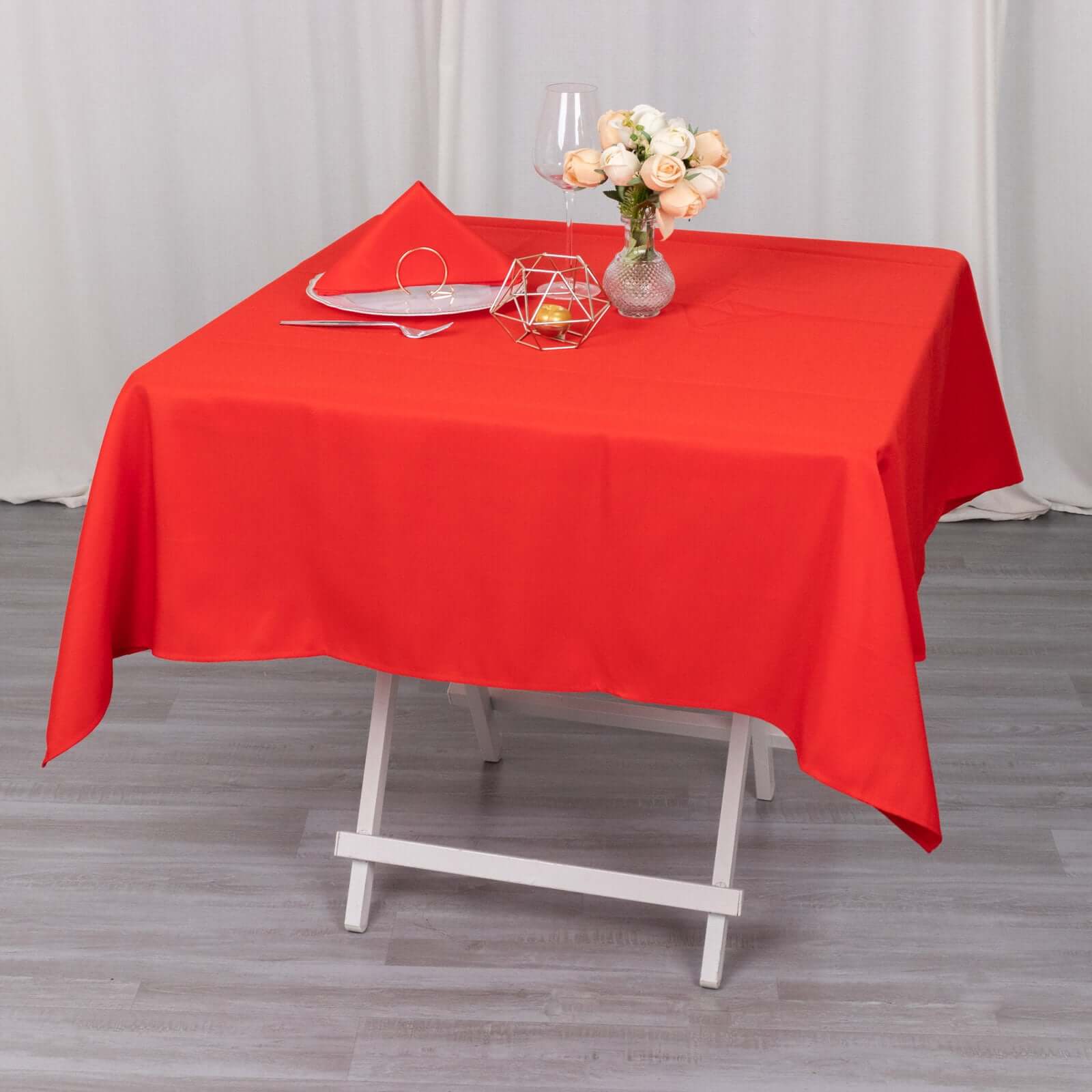Premium Polyester 54"x54" Square Tablecloth Red - Stain and Wrinkle-Resistant 220GSM Table Cover