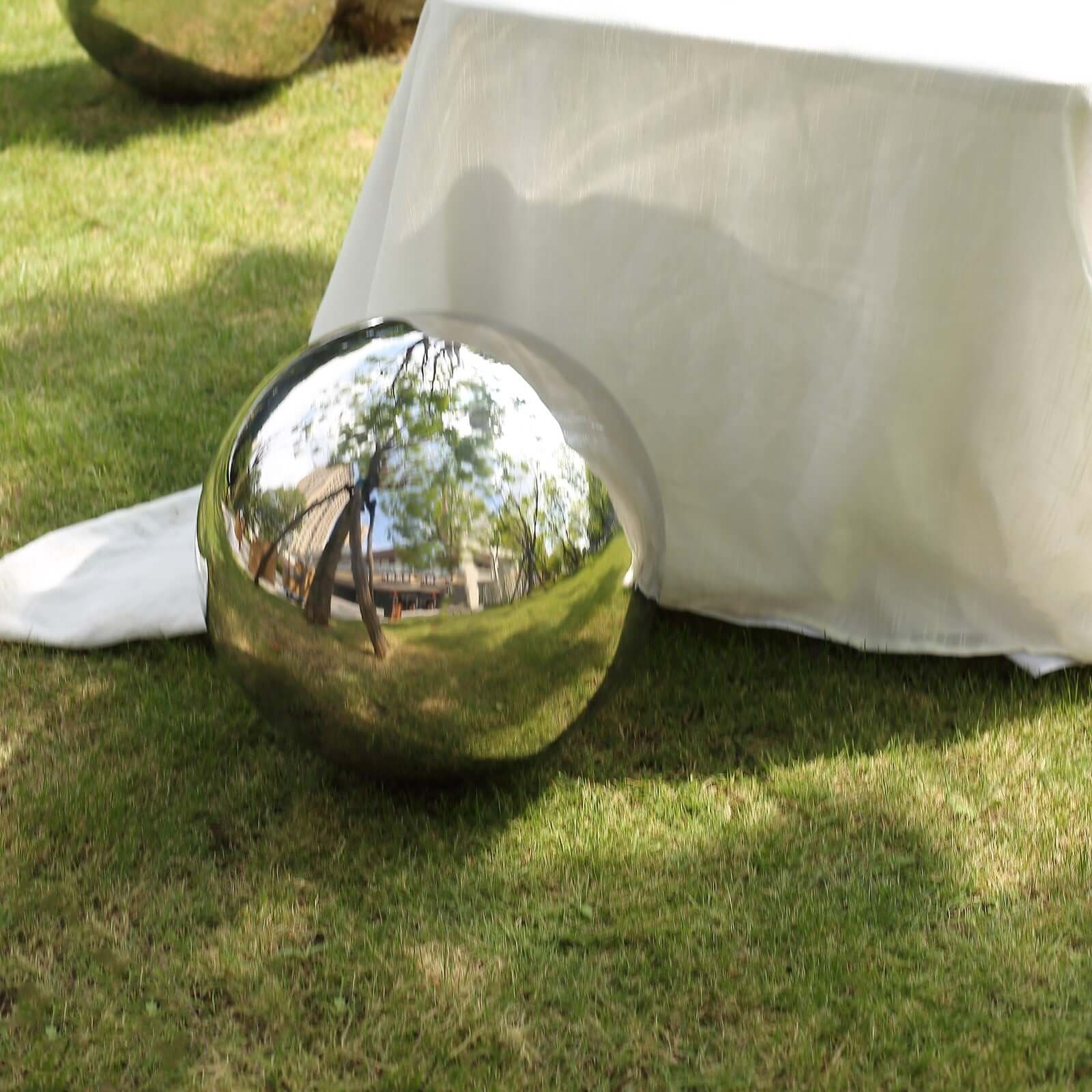 Gazing Globe Mirror Ball Reflective Hollow Stainless Steel Silver Sphere - Decorative Garden Display Ornament 22"