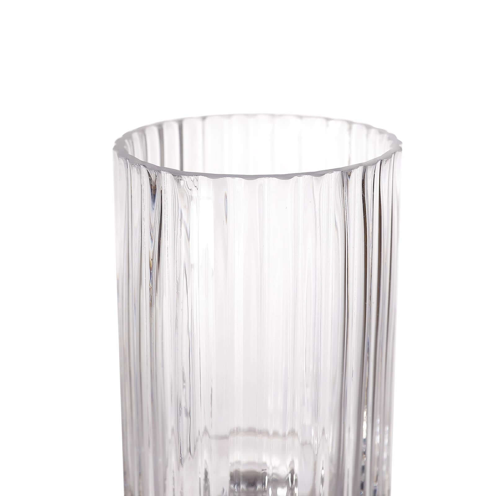 2-Pack Glass Pedestal Vases Ribbed Design Clear - Durable Votive Candle Holders for Events 9"