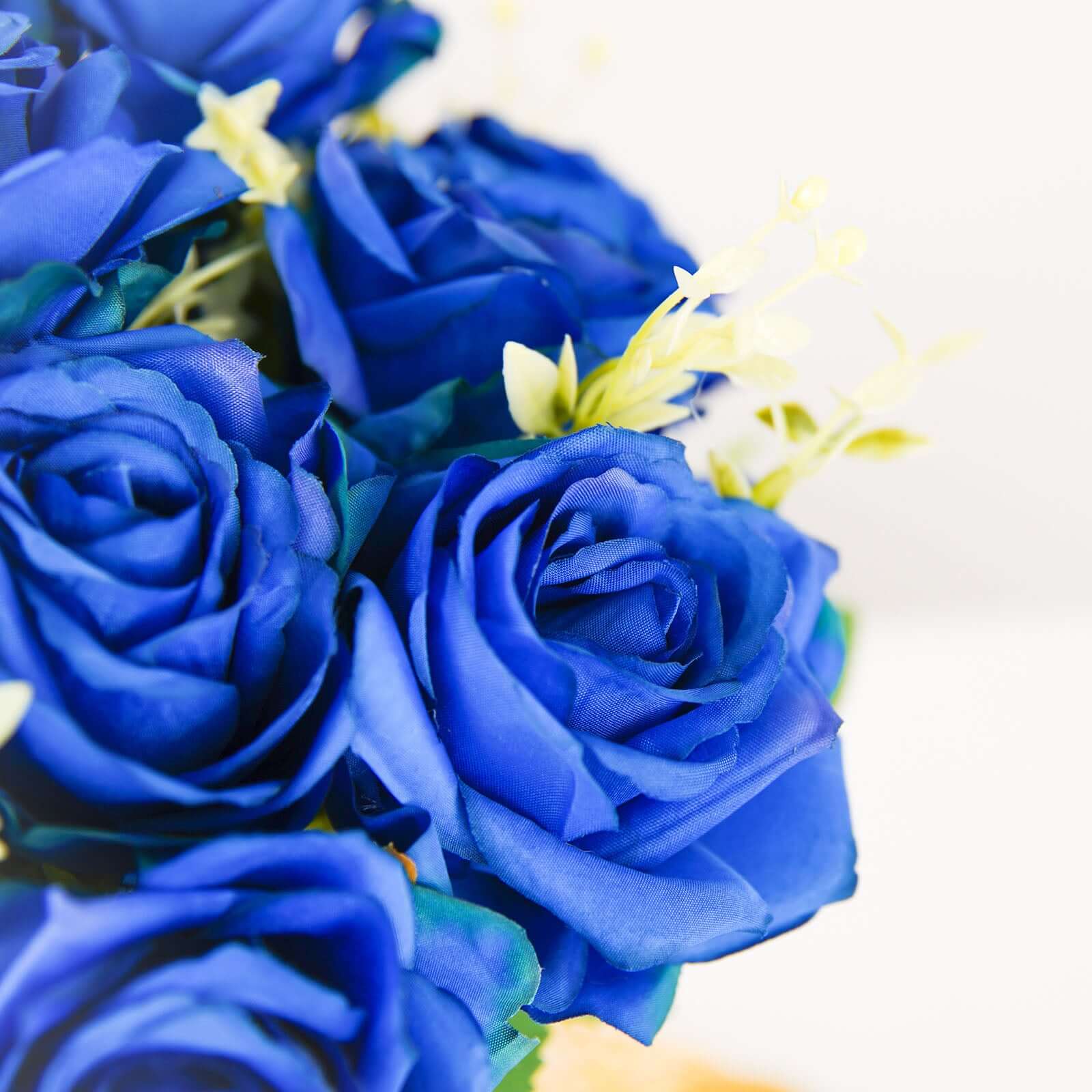 2 Bushes 18" Real Touch Royal Blue Artificial Rose Flower Bouquet, Silk Long Stem Flower Arrangements