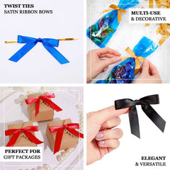 50 Pcs 3" Satin Ribbon Bows With Twist Ties, Gift Basket Party Favor Bags Decor - Dusty Rose Classic Style