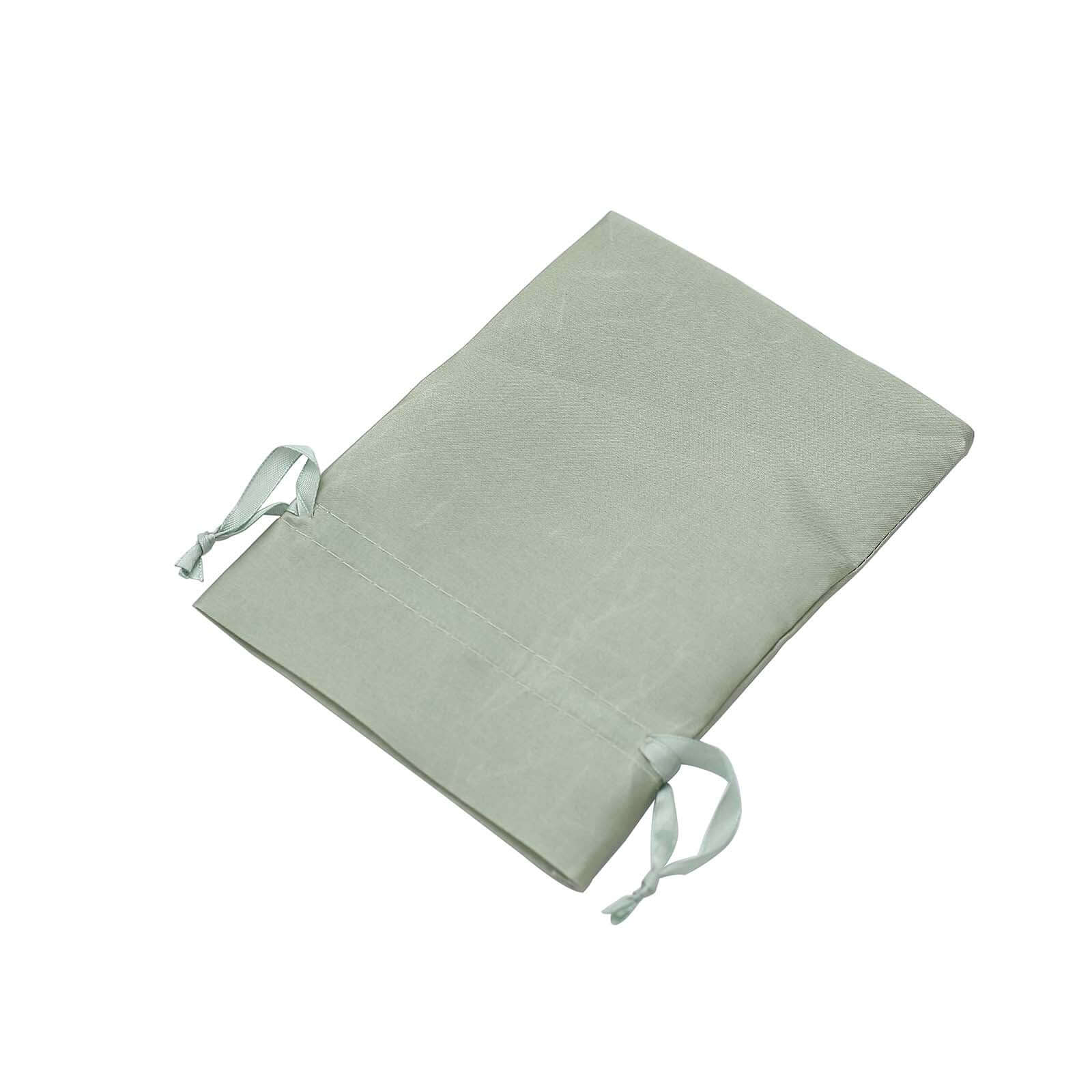 12 Pack 5"x7" Sage Green Satin Drawstring Wedding Party Favor Gift Bags, Drawstring Pouch Gift Bags