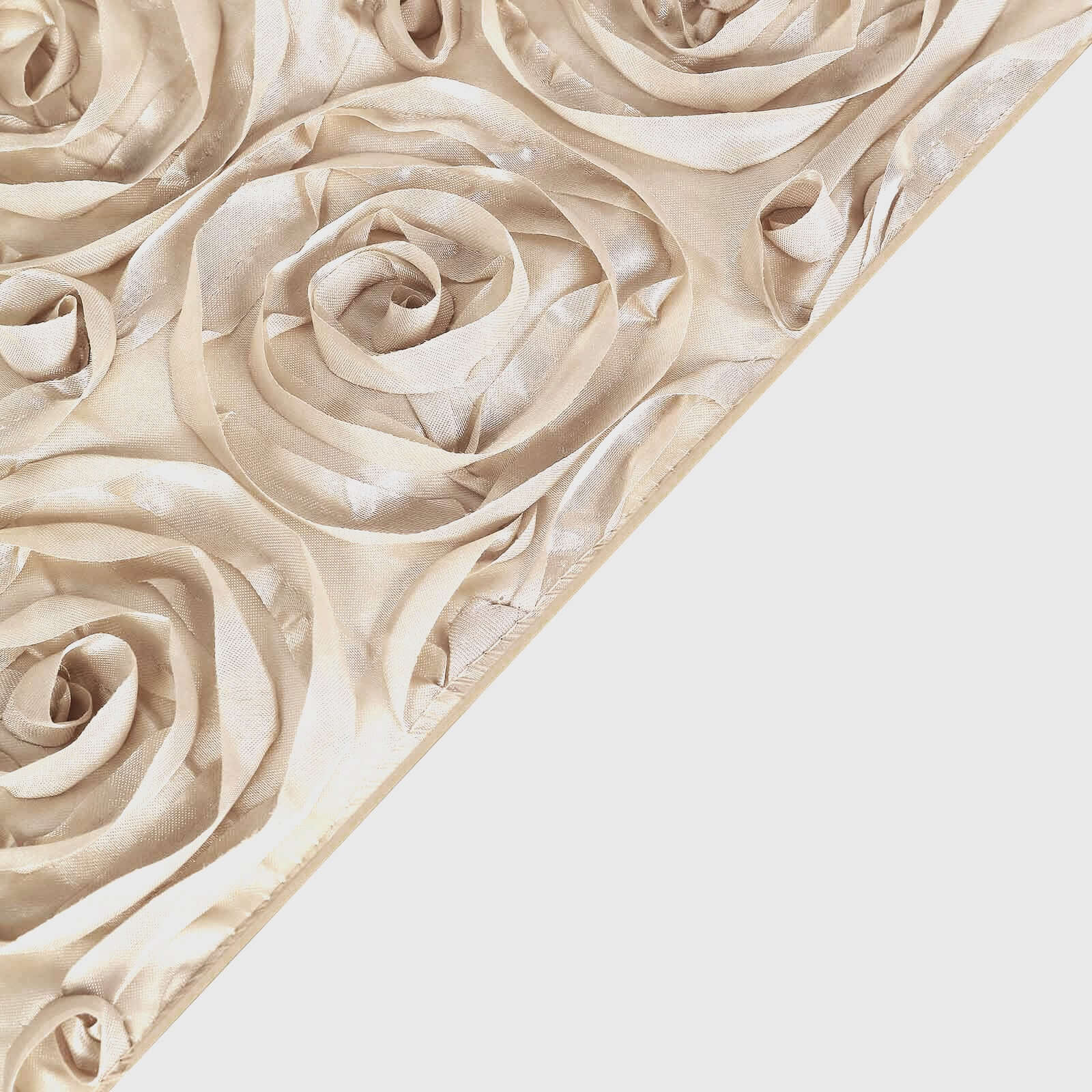 Satin 72"x72" Table Overlay Square Tablecloth Beige - 3D Rosette Table Cover