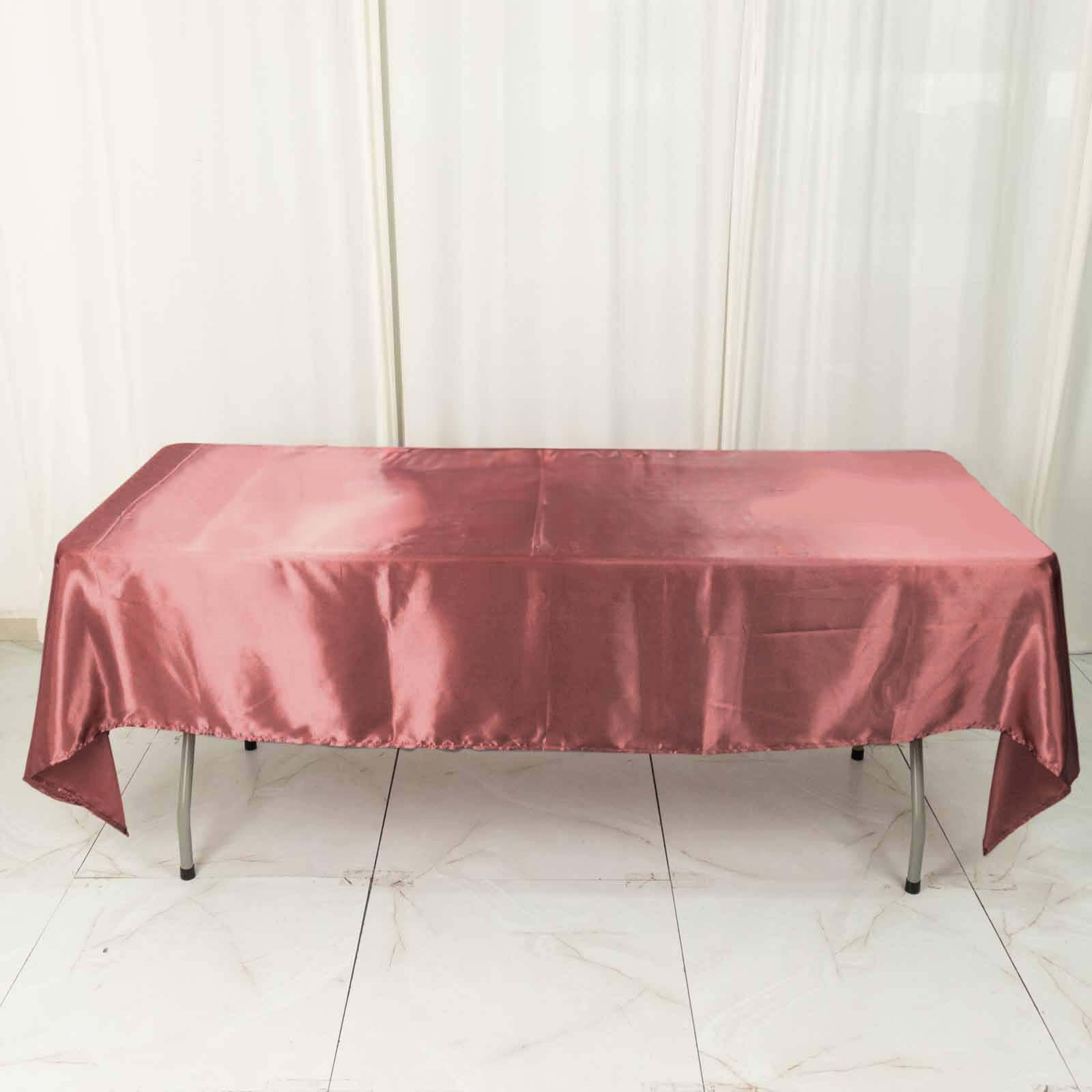 Satin Rectangular 60"x102" Tablecloth Cinnamon Rose - Smooth and Lustrous Table Cover