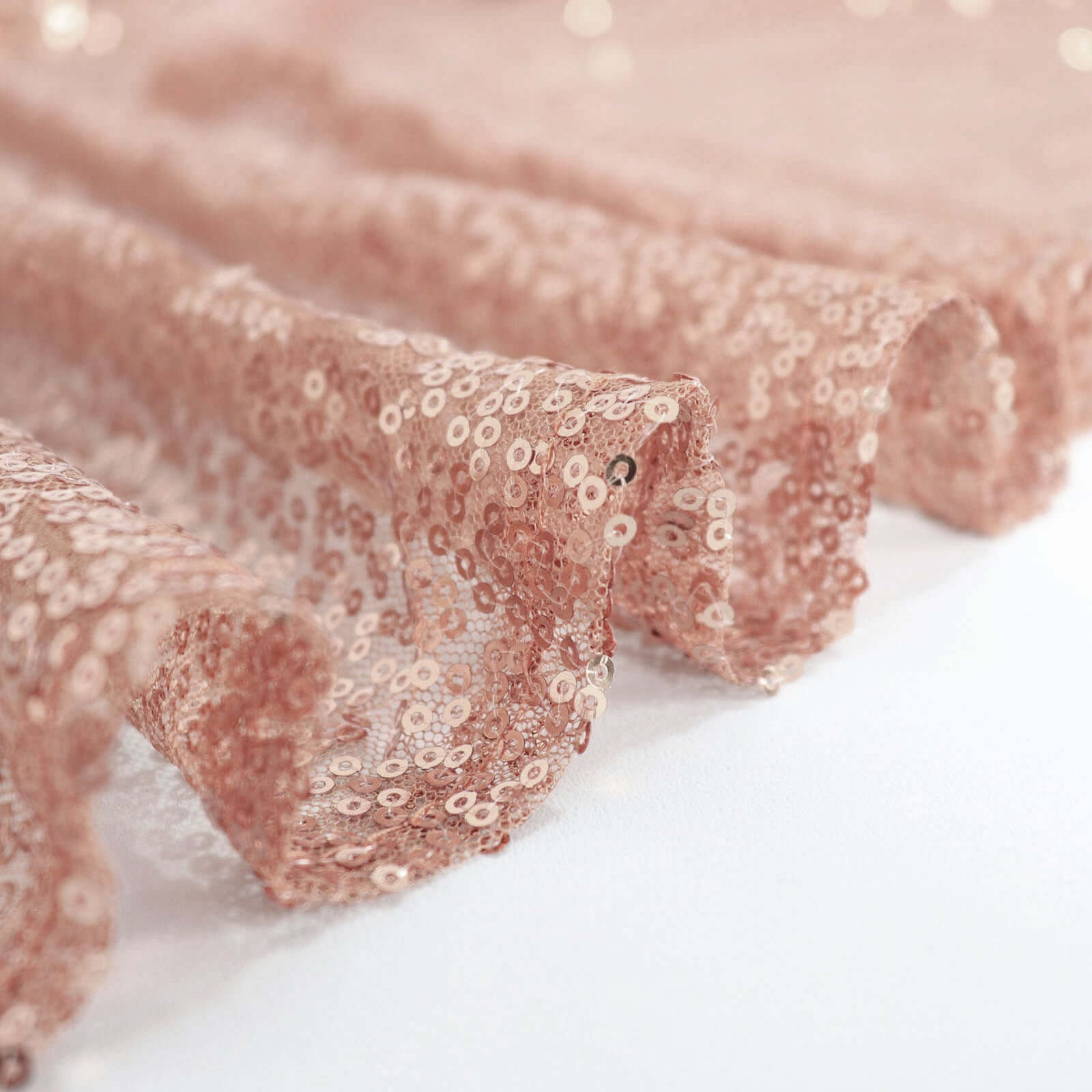 Sequin 120" Round Tablecloth Rose Gold - Seamless Glittering Table Cover