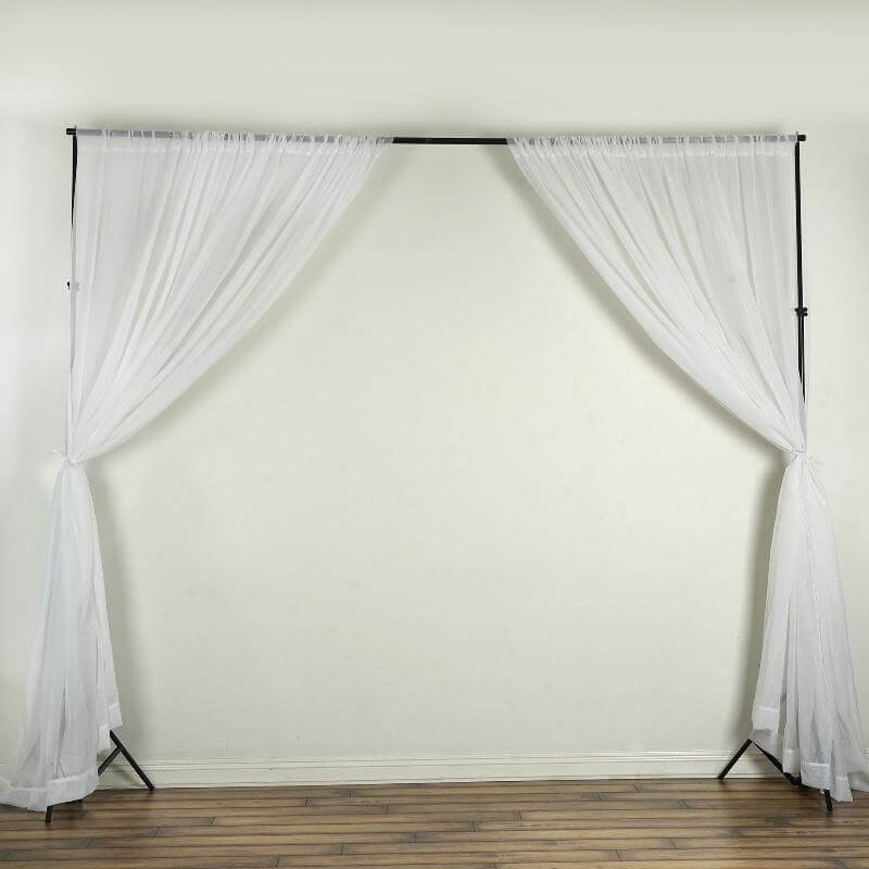 2 Pack White Sheer Chiffon Event Curtain Drapes, Durable Flame Resistant Premium Organza Backdrop Event Panels With Rod Pockets - 10ftx10ft
