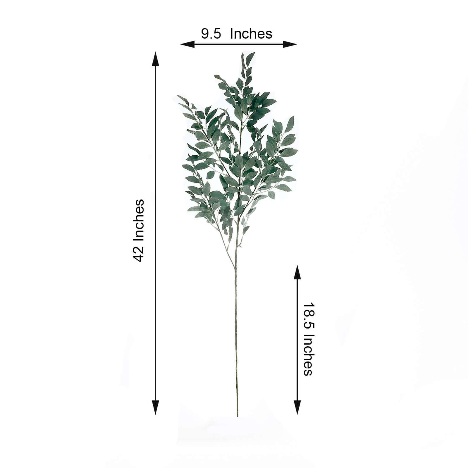 2 Bushes 42" Tall Frosted Green Artificial Silk Beech Leaf Branches, Faux Plant Stem Vase Fillers