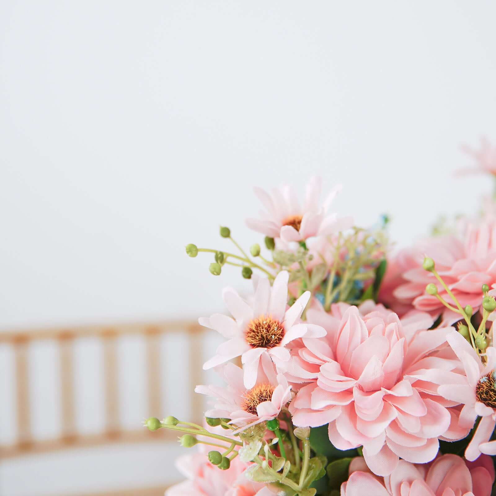 2 Bushes Blush Blue Artificial Silk Dahlia Flower Bouquet Spray