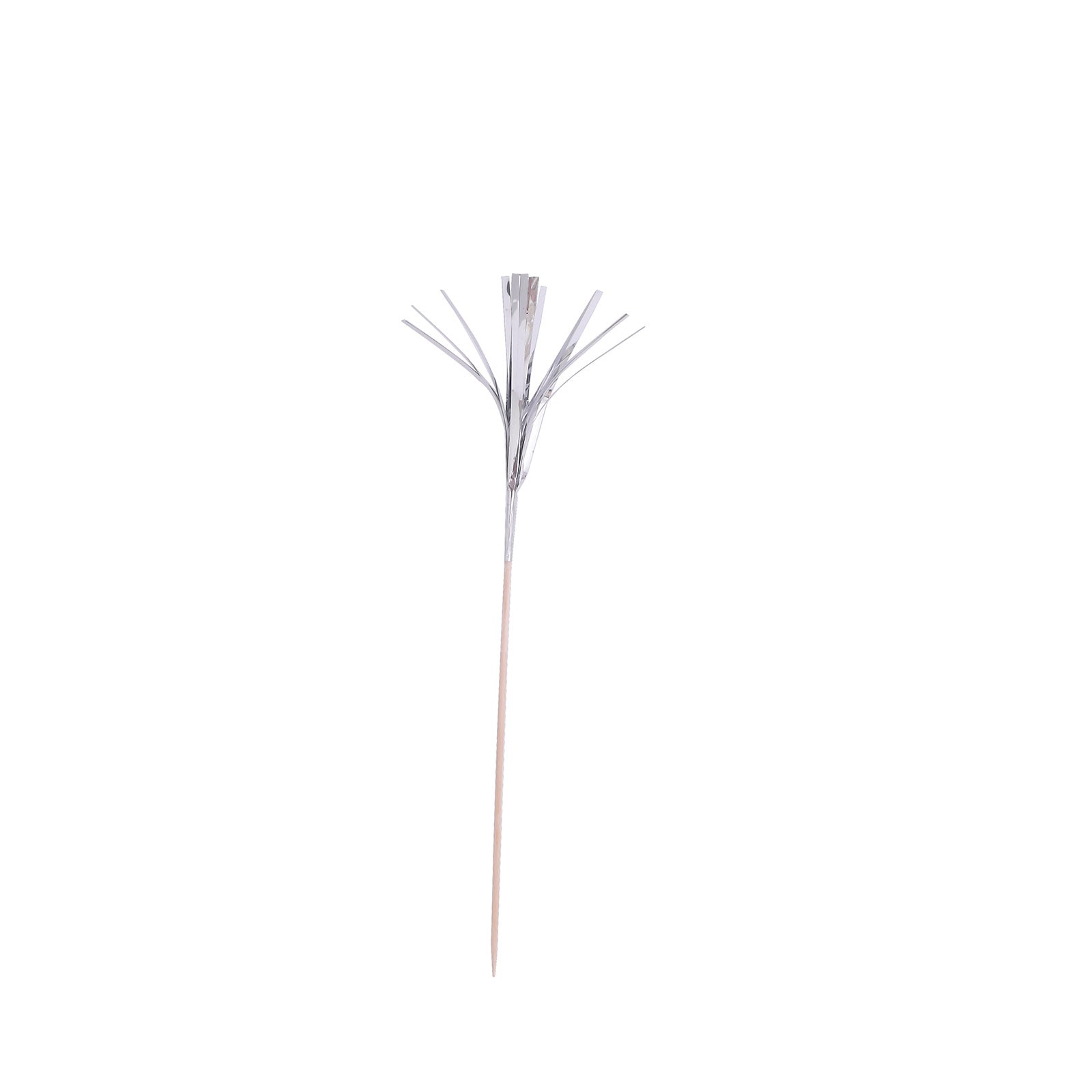 100-Pack Bamboo Cocktail Sticks Firework Cupcake Toppers Silver - Festive Foil Frills Food Picks 9"