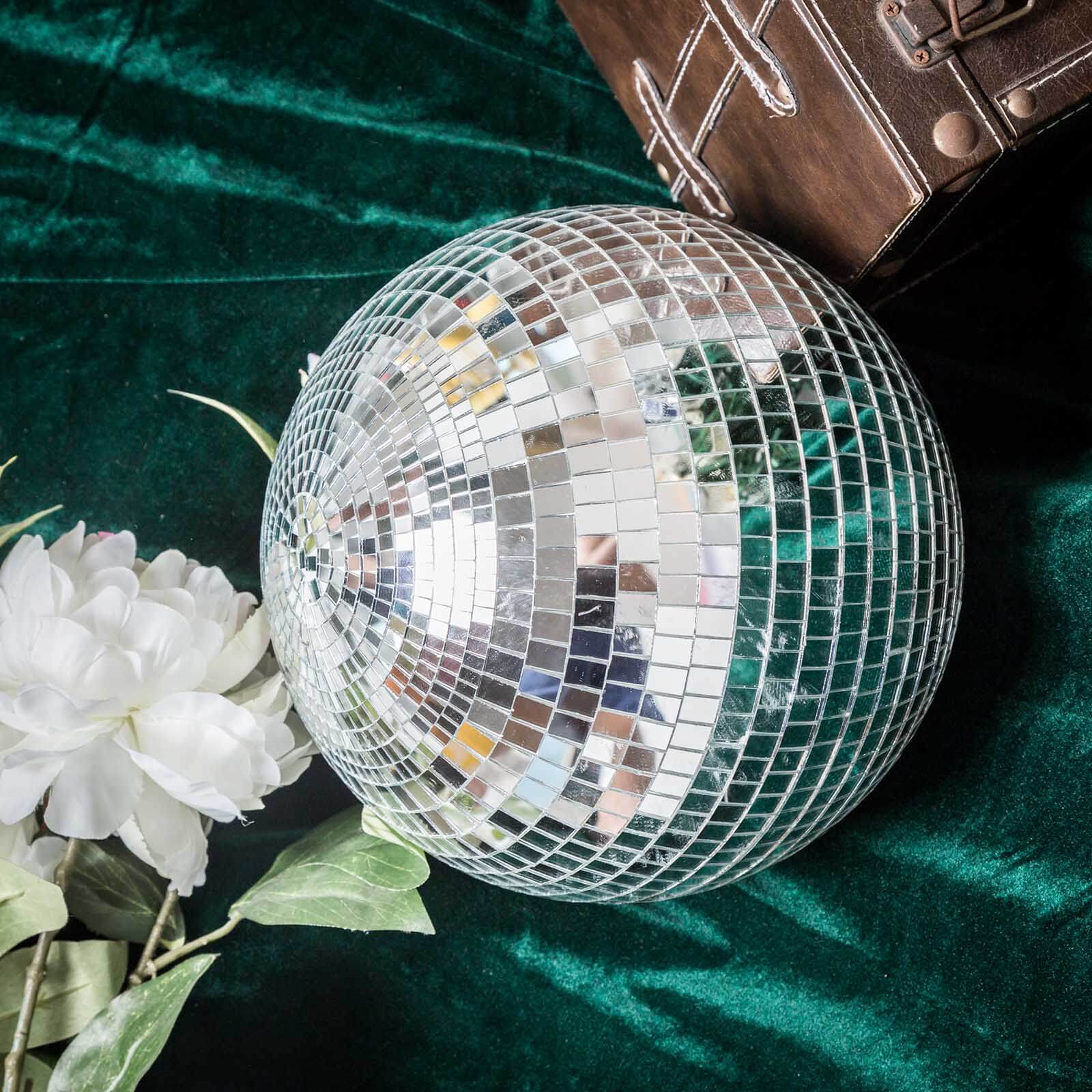 2 Pack 12" Large Silver Foam Disco Mirror Ball With Hanging Swivel Ring, Holiday Party Decor