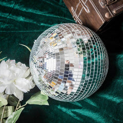 2 Pack 12" Large Silver Foam Disco Mirror Ball With Hanging Swivel Ring, Holiday Party Decor