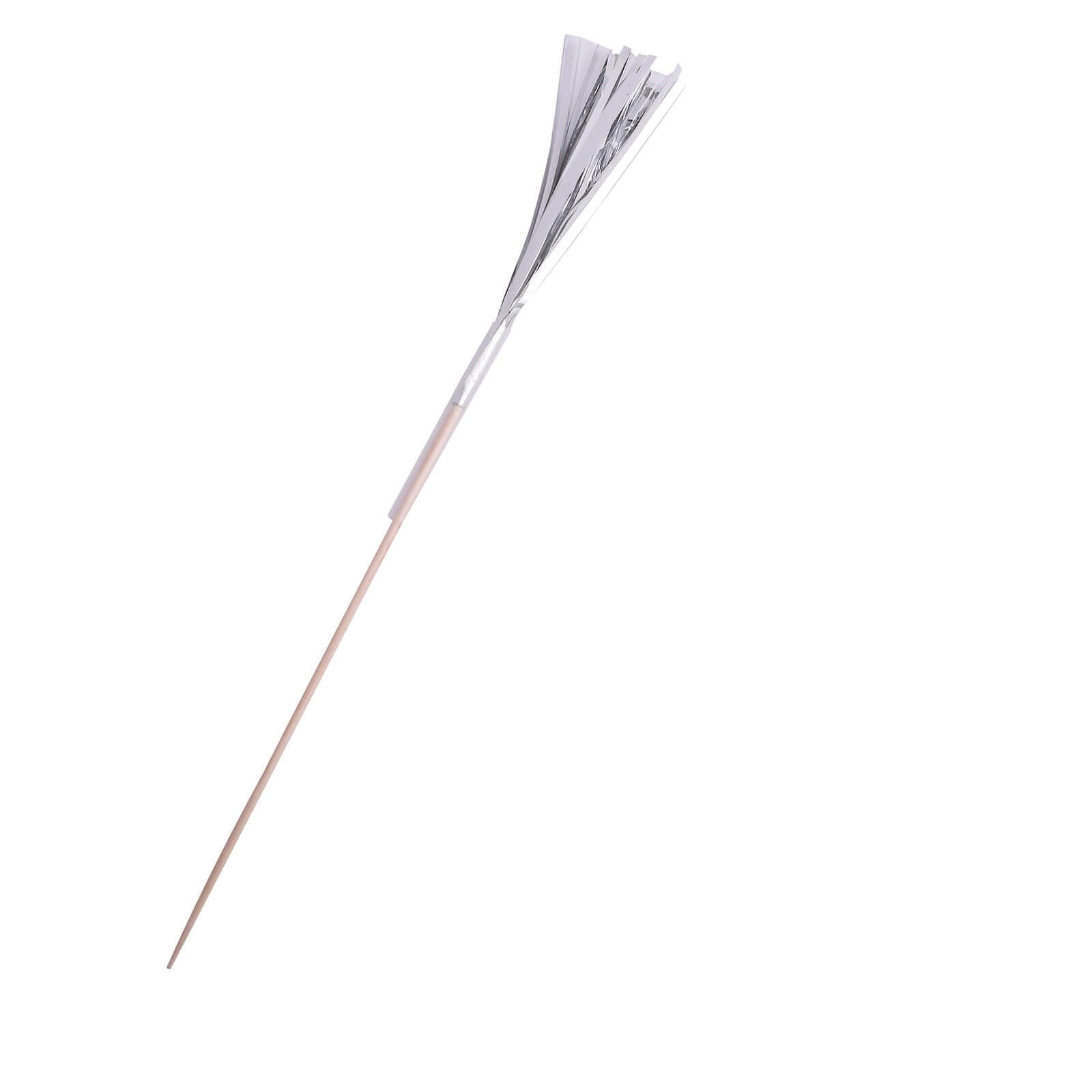 100-Pack Bamboo Cocktail Sticks Firework Cupcake Toppers Silver - Festive Foil Frills Food Picks 9"