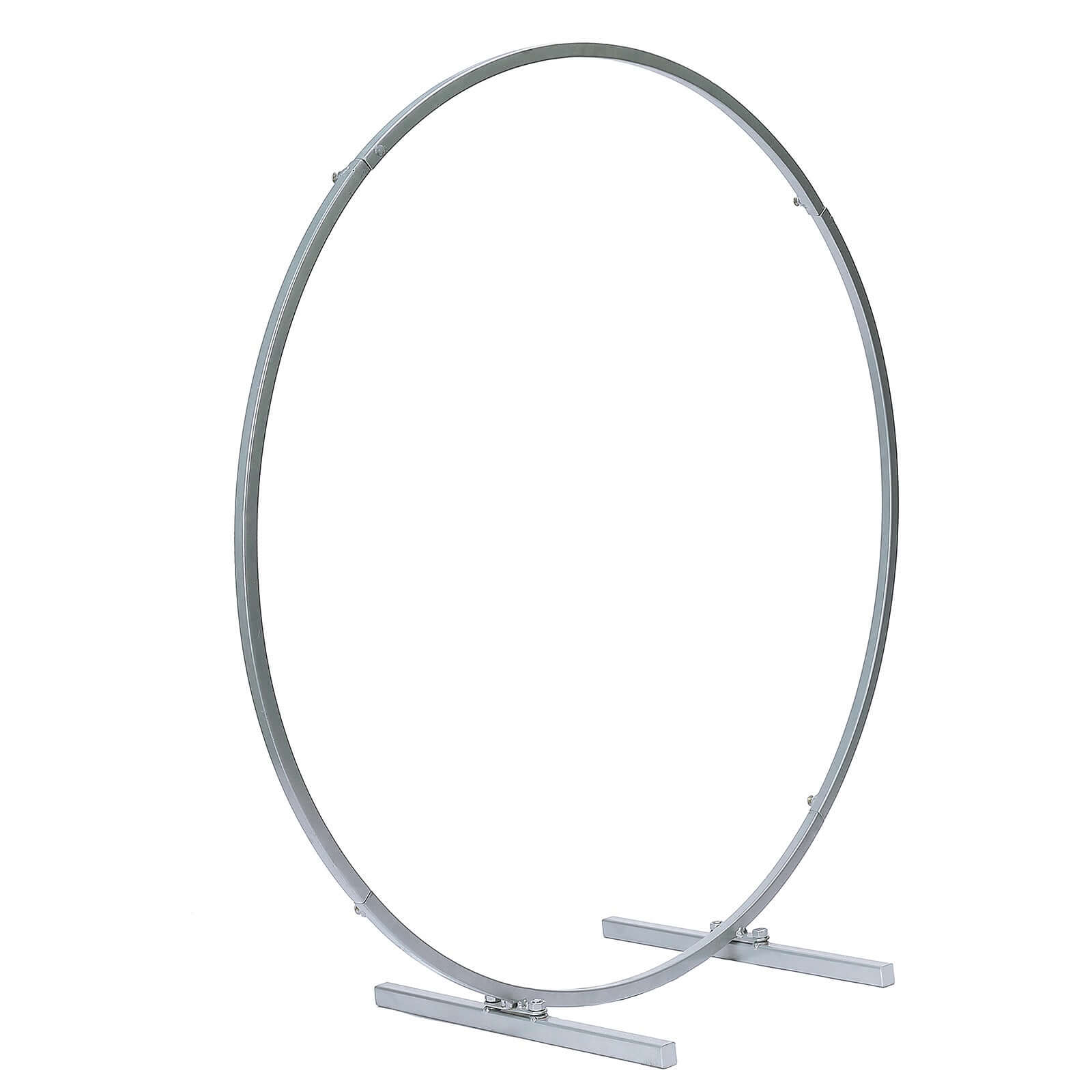 24" Silver Round Arch Wedding Centerpiece, Metal Hoop Wreath Tabletop Decor