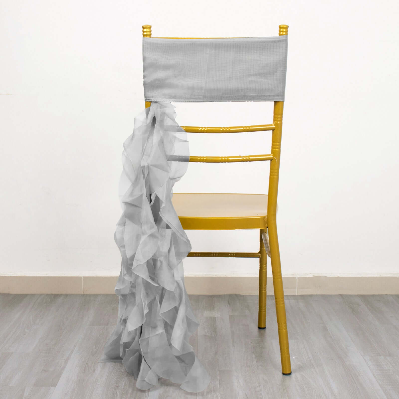 Chiffon Chair Sash with Curly Design Silver - Stylish Chair Decorations