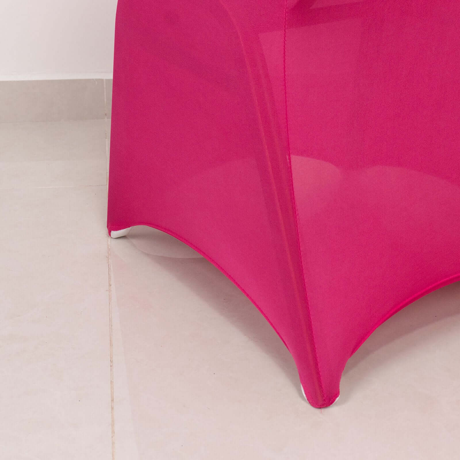 Spandex Chair Cover with Fuchsia Rhinestone Buckled Sash Band Blush - Stretch Fitted Slipcover