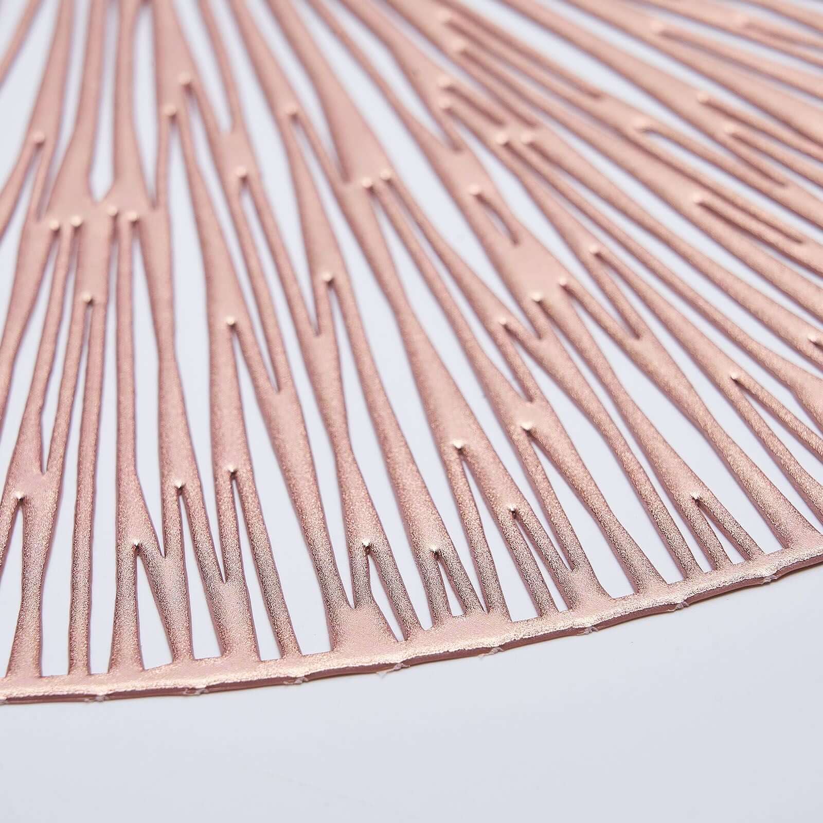 6-Pack Dining Table Mats Spiked Design Rose Gold - Vinyl Non-Slip Surface with Modern Appeal 15"