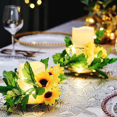 20 LED Garland Vine String Lights Sunflower Design Warm White - Battery Operated Party Accent 8ft