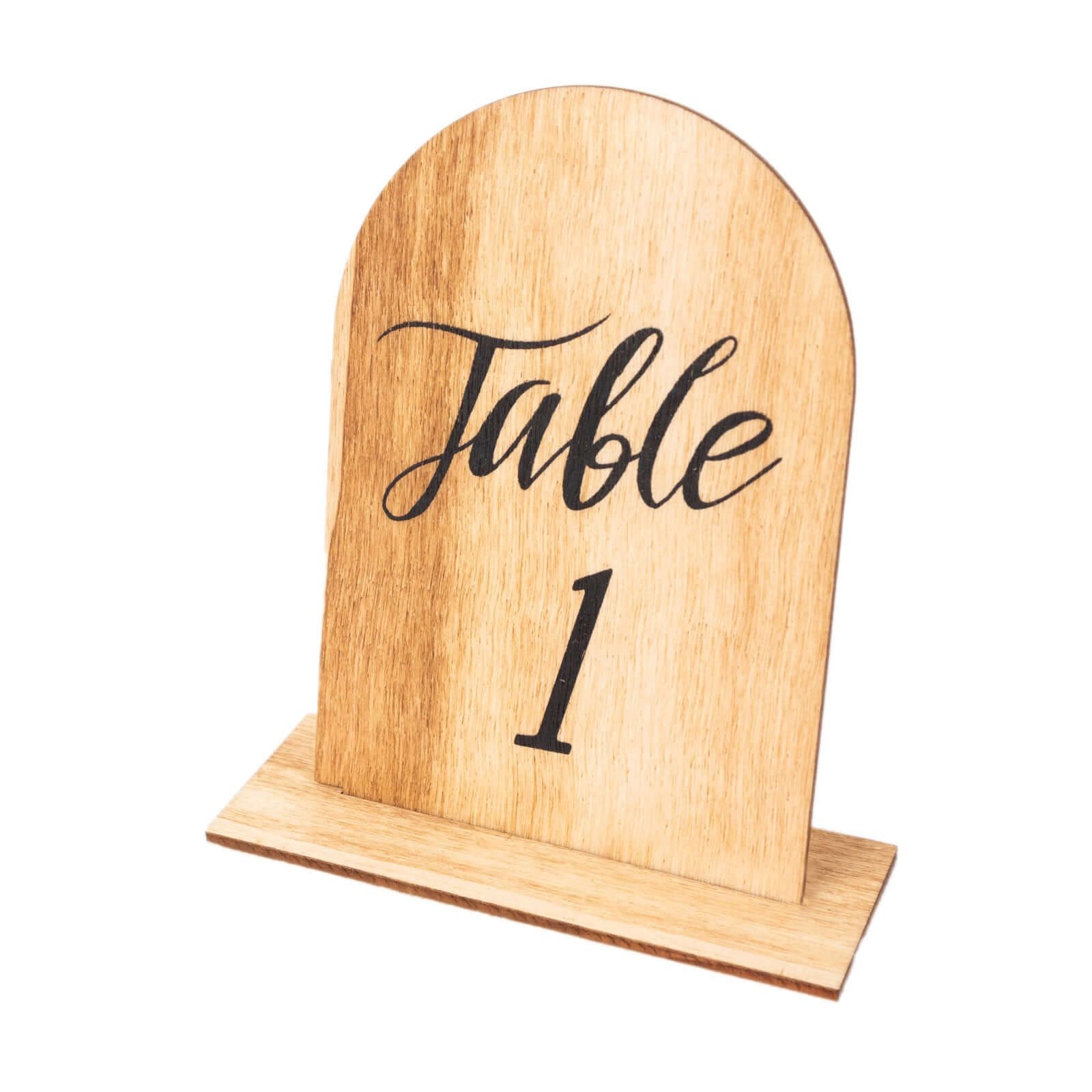 20-Pack Natural Wooden Table Numbers 1-20 Rustic Arch Design with Removable Base - Ideal for Banquets and Receptions 4.5"