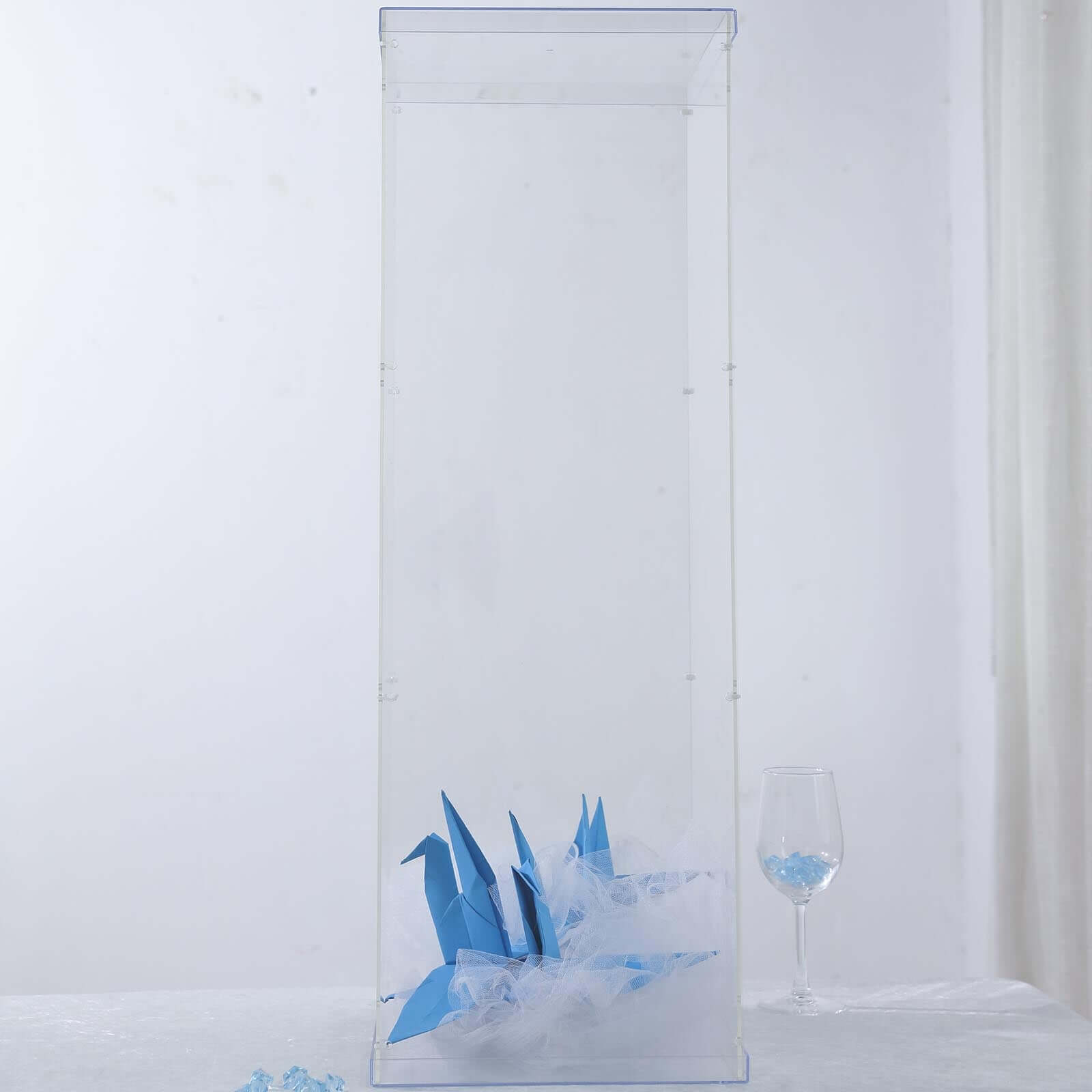 32" Clear Acrylic Display Box, Transparent Pedestal Riser with Interchangeable Lid and Base