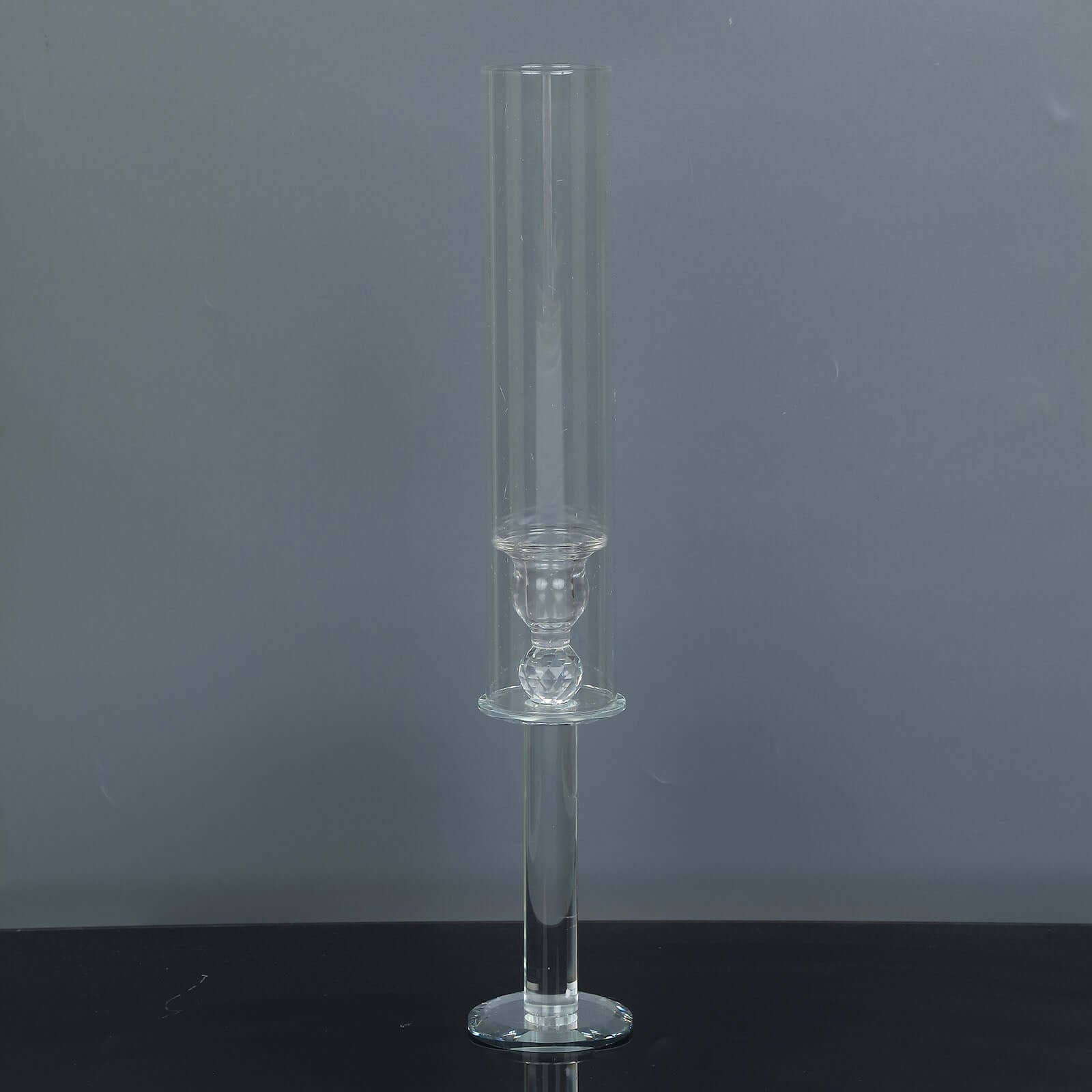2-Pack Crystal Glass Hurricane Taper Candle Holders, Tall Decorative Candle Stands Clear Cylinder Chimney Tubes 18"