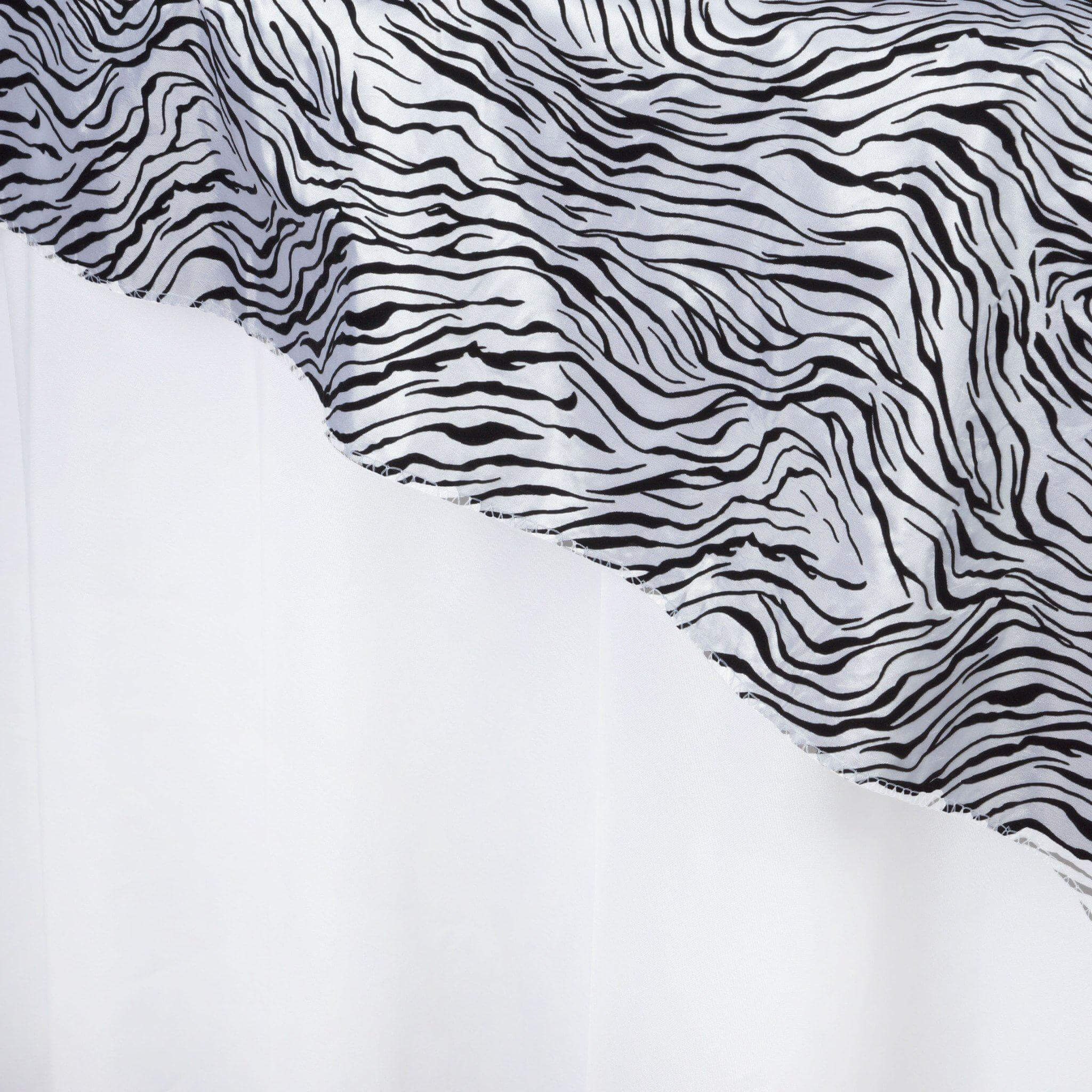 Taffeta 90"x90" Table Overlay Black and White - Tiger Print Tablr Topper for Jungle Theme