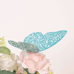 12-Pack 3D Butterfly Wall Decals, DIY Removable Mural Stickers Turquoise Cake Decorations Eye-Catching Design