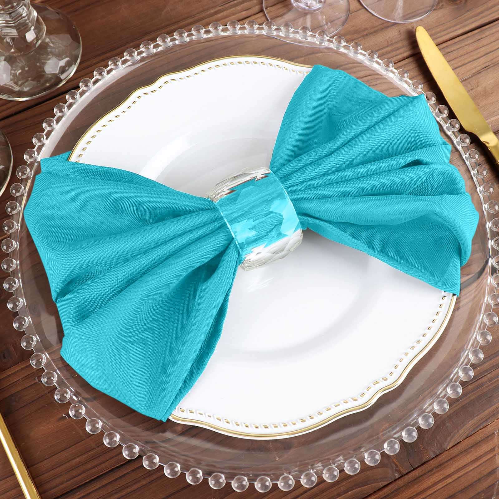5 Pack Polyester 20"x20" Napkins Turquoise - Wrinkle Resistant & Easy Care Cloth Napkins