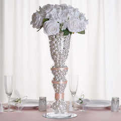 4-Pack Glass Trumpet Vases Pilsner Curved Design Clear - Stylish Flower Centerpieces for Events 20"