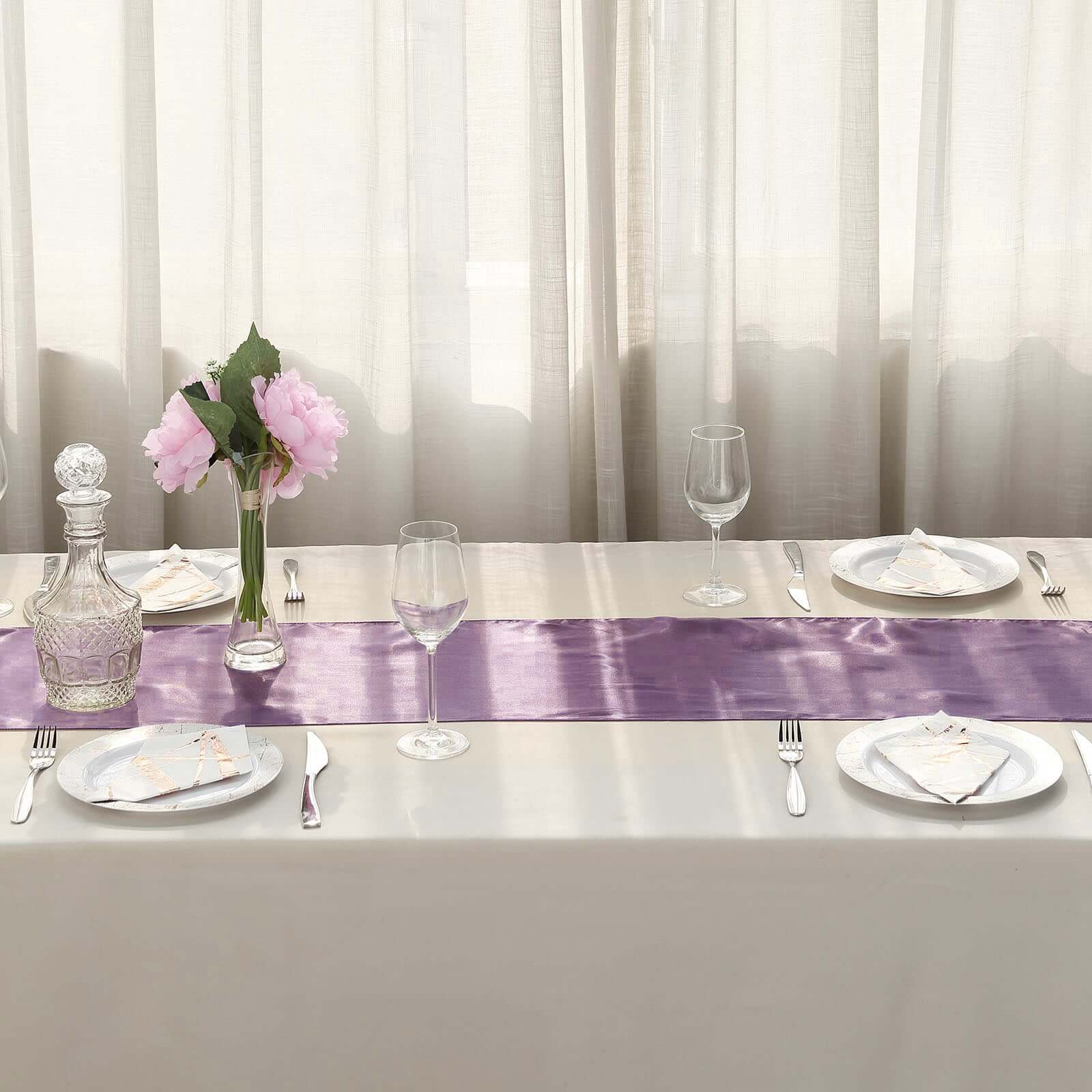 Satin 12"x108" Table Runner Violet Amethyst - Stylish Table Linen