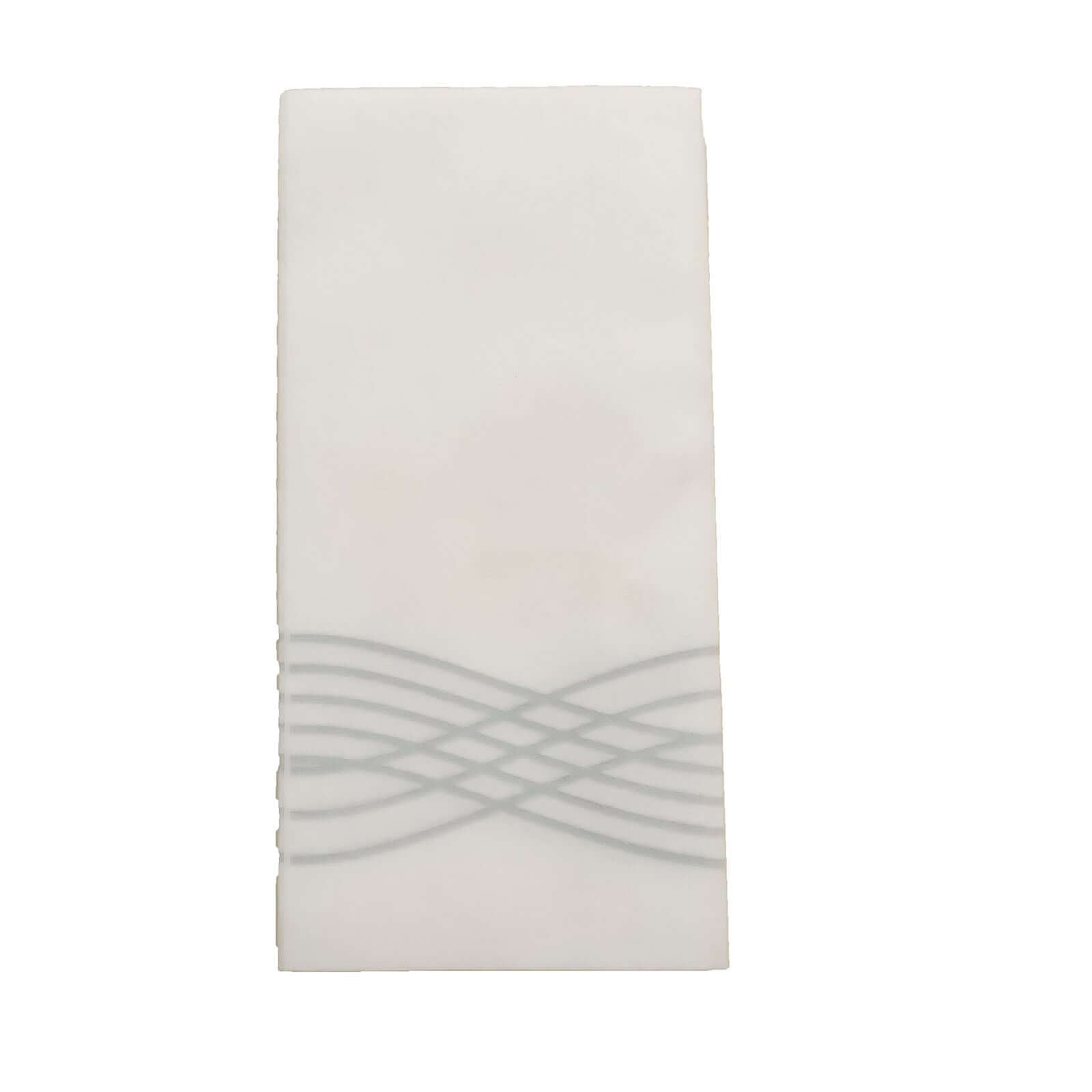 25 Pack Linen-Like Paper 8"x4" Napkins White with Metallic Silver Foil Wave Design - Soft & Absotbent Airlaid Hand Towels