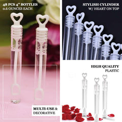 48 Pack 4" White Heart Chemistry Tube Bubbles Bridal Wedding Shower Favor