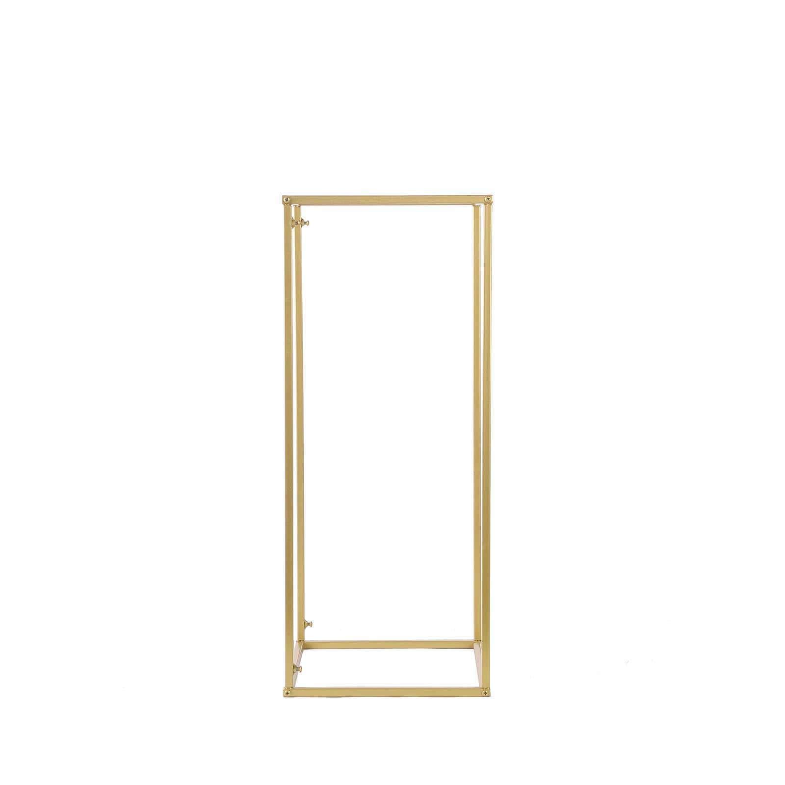 2-Pack Wedding Flower Stand Gold Metal Geometric Column Frame Rectangular - Versatile Floral Pedestal for Sophisticated Arrangements 24"