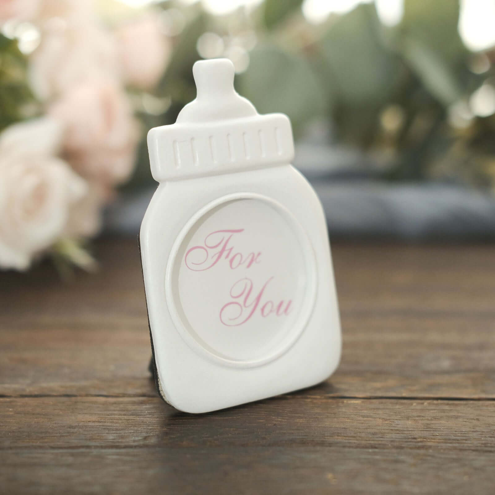 4 Pack White Resin 4" Baby Feeding Bottle Picture Frame Party Favors, Baby Shower Favors, Gender Reveal Party Gifts
