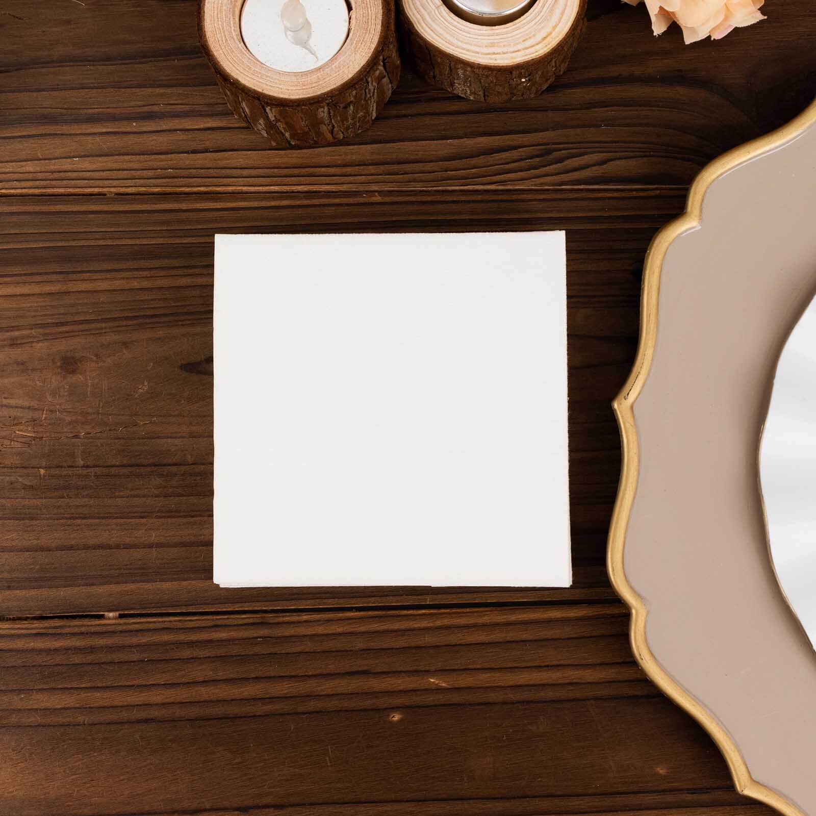 20-Pack Paper Linen-Like Cocktail Napkins White - Disposable 5"x5" Airlaid Soft Napkins for Events