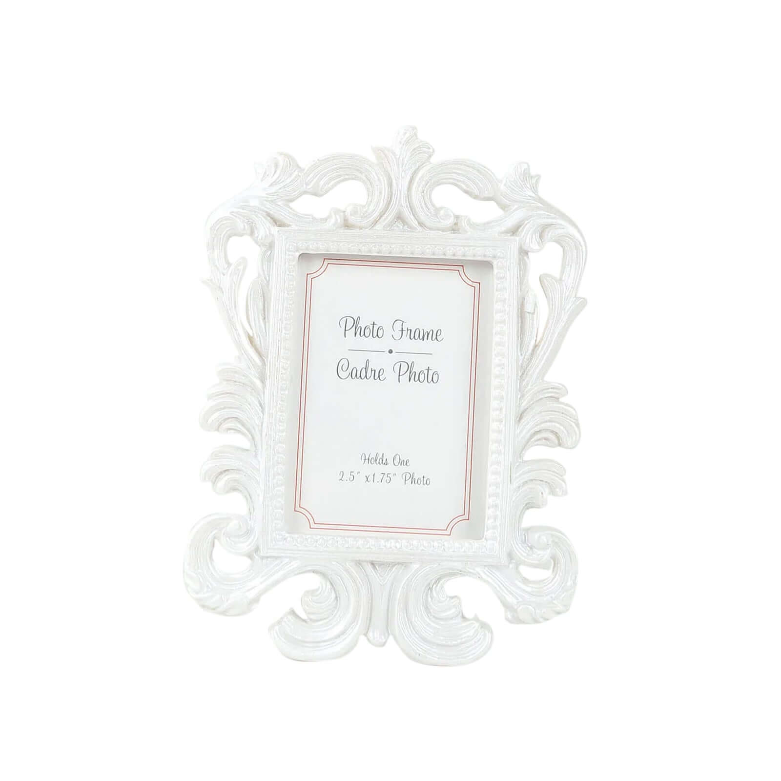 4-Pack Picture Frames White Resin Vintage Baroque Design Rectangle - Mini Photo Frame Wedding Place Card Holders & Party Favors 4"x3"