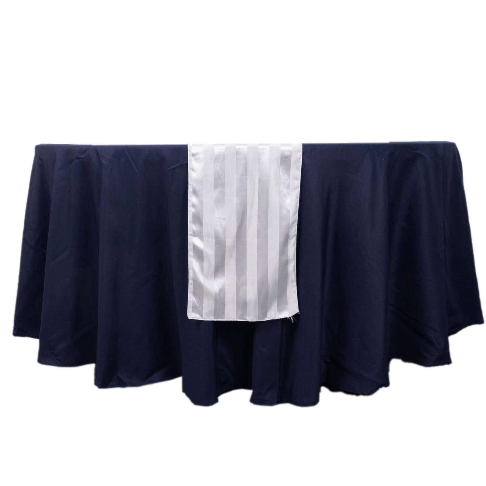 Satin 12"x108" Table Runner White - Stripe Classic Wedding & Event Table Decor