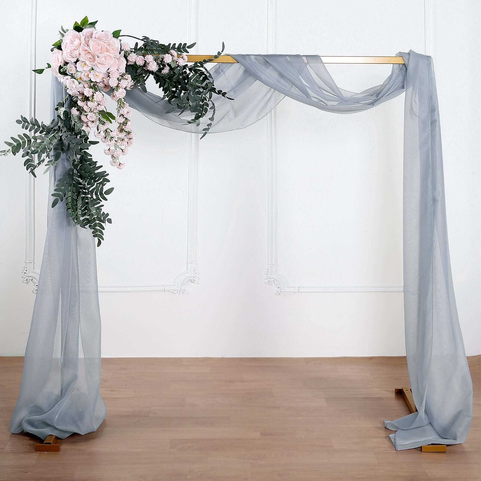 18ft Dusty Blue Sheer Organza Wedding Arch Drapery Fabric, Window Scarf Valance