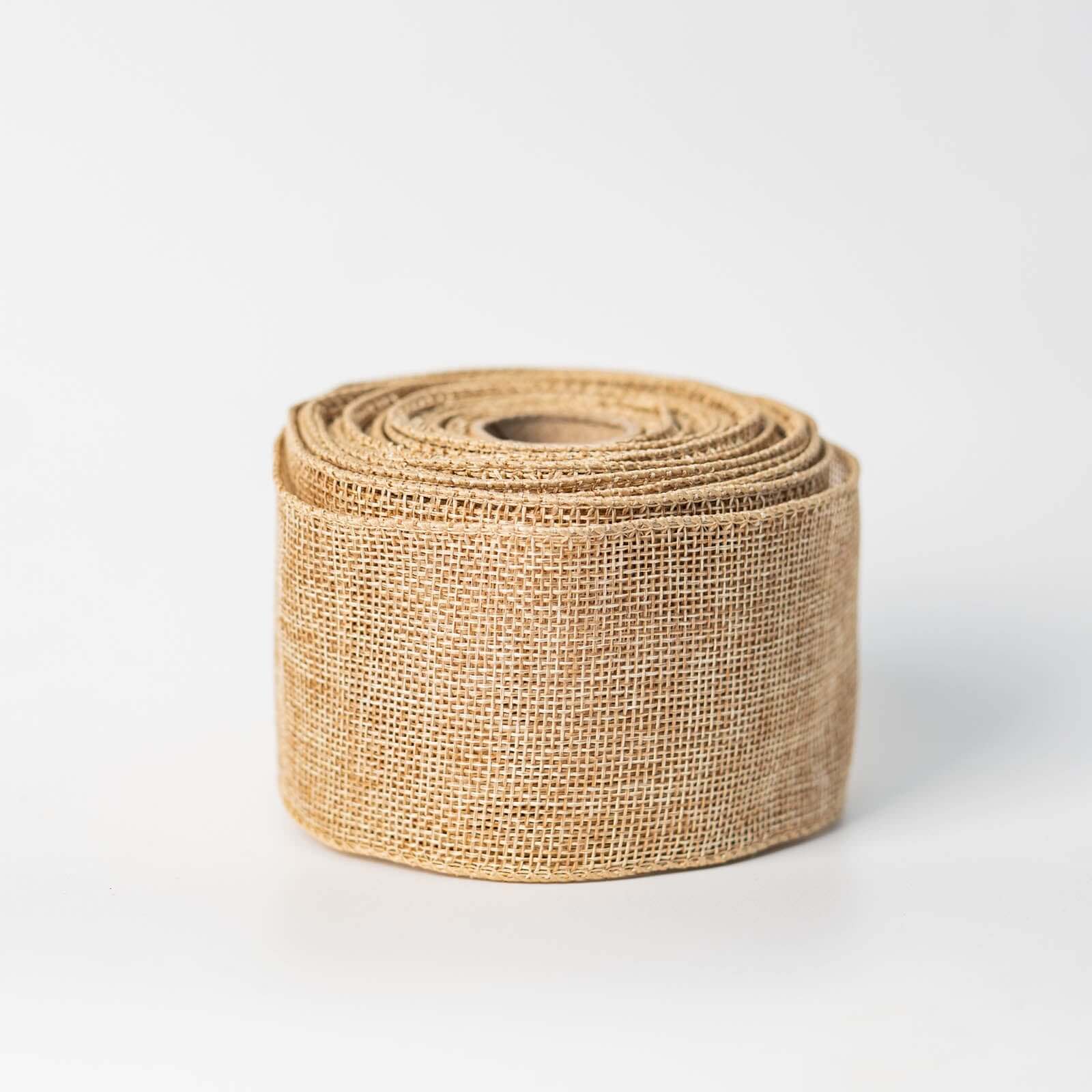 2.5" x 10 Yards Natural Tone Wired Burlap Ribbon Wholesale