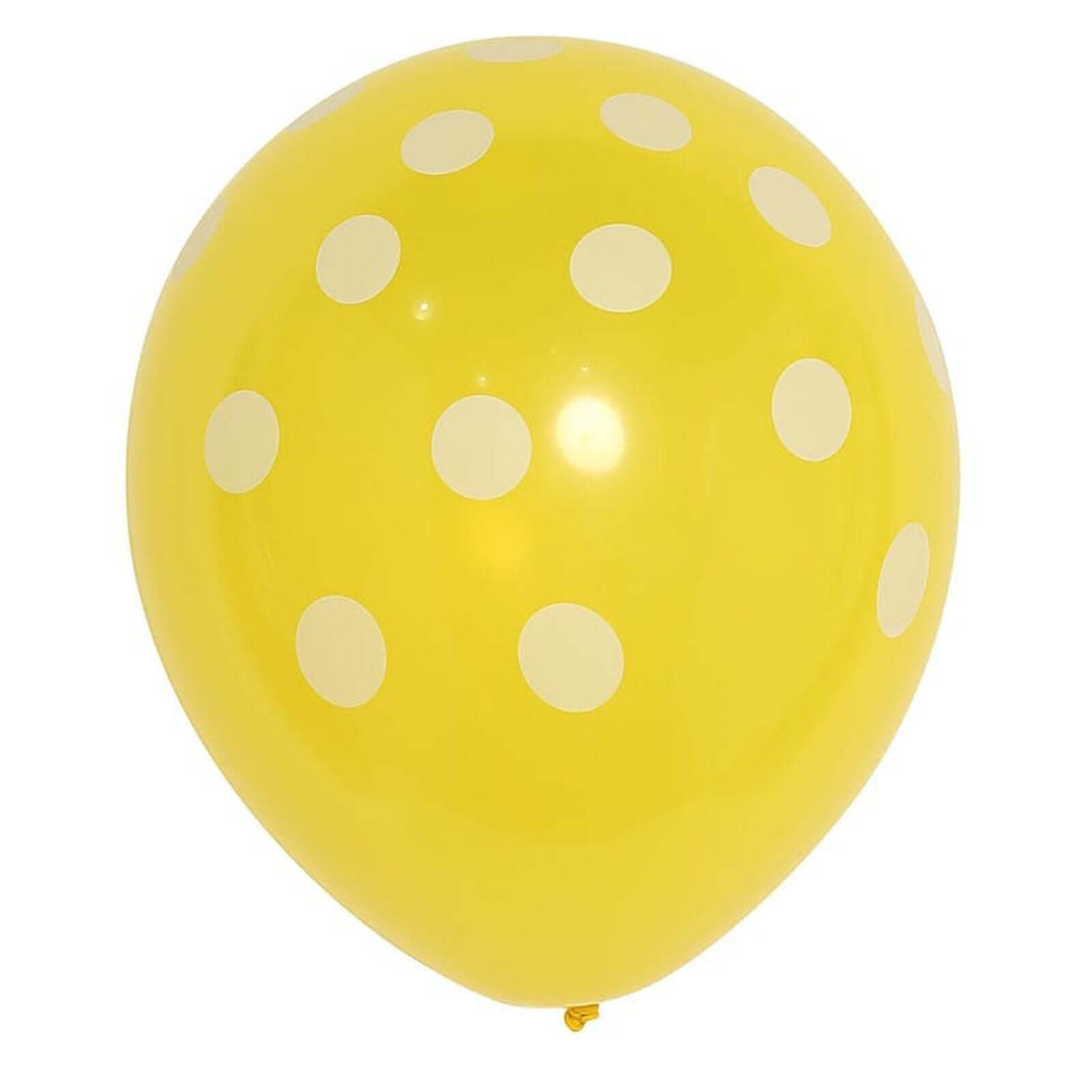 25 Pack 12" Yellow and White Fun Polka Dot Latex Party Balloons