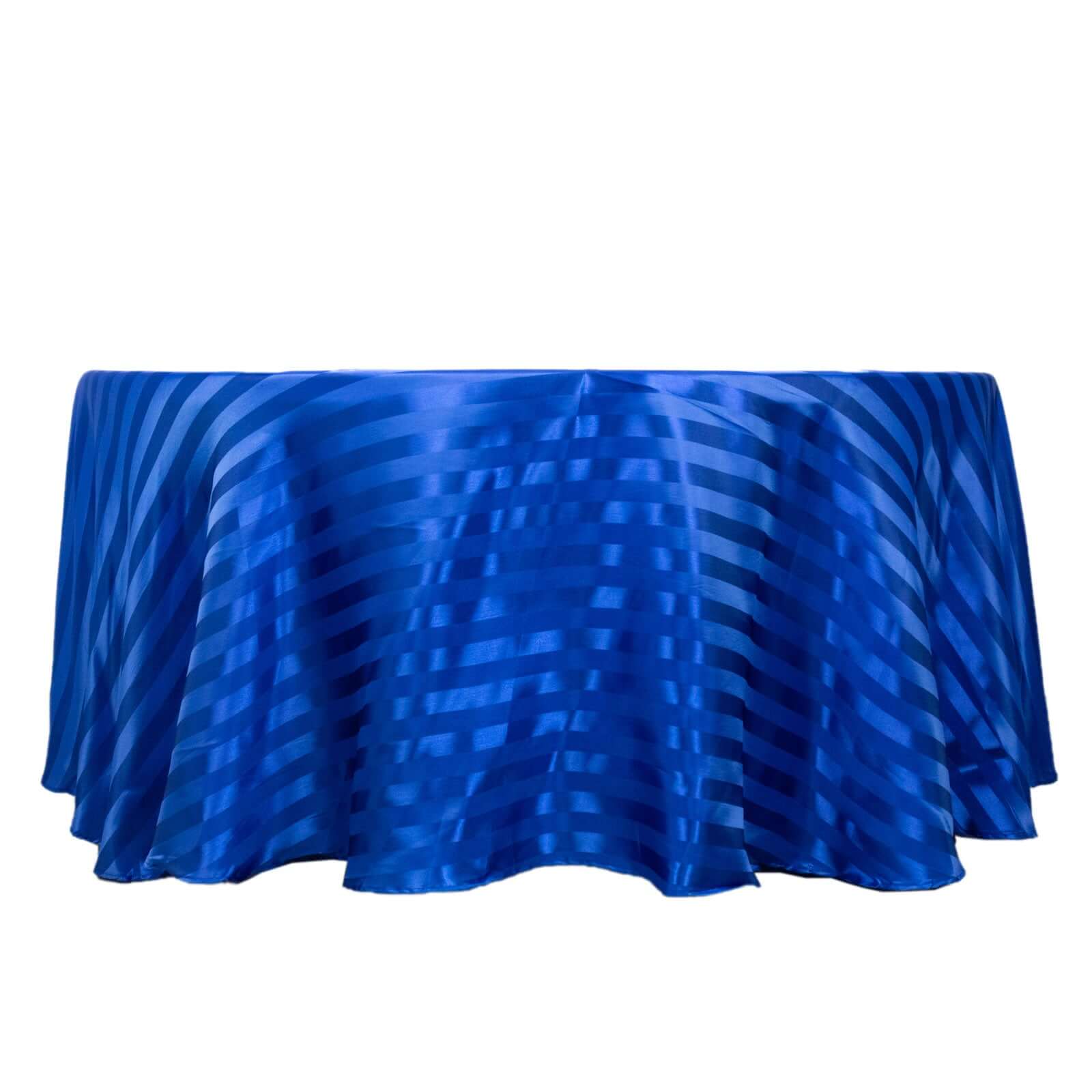 Satin Striped 120" Round Tablecloth Royal Blue Satin Stripe - Silky Smooth Seamless Table Cover