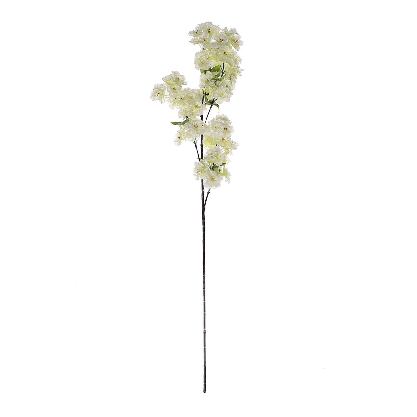 4 Bushes 40" Tall Cream Artificial Silk Cherry Blossom Flowers, Branches