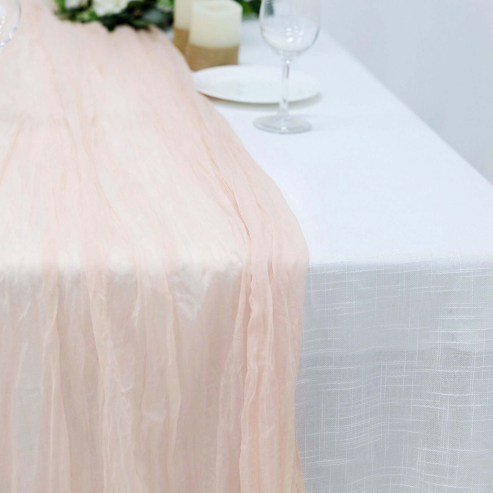 Gauze Cheesecloth 10ft Table Runner Blush - Rustic Boho Style