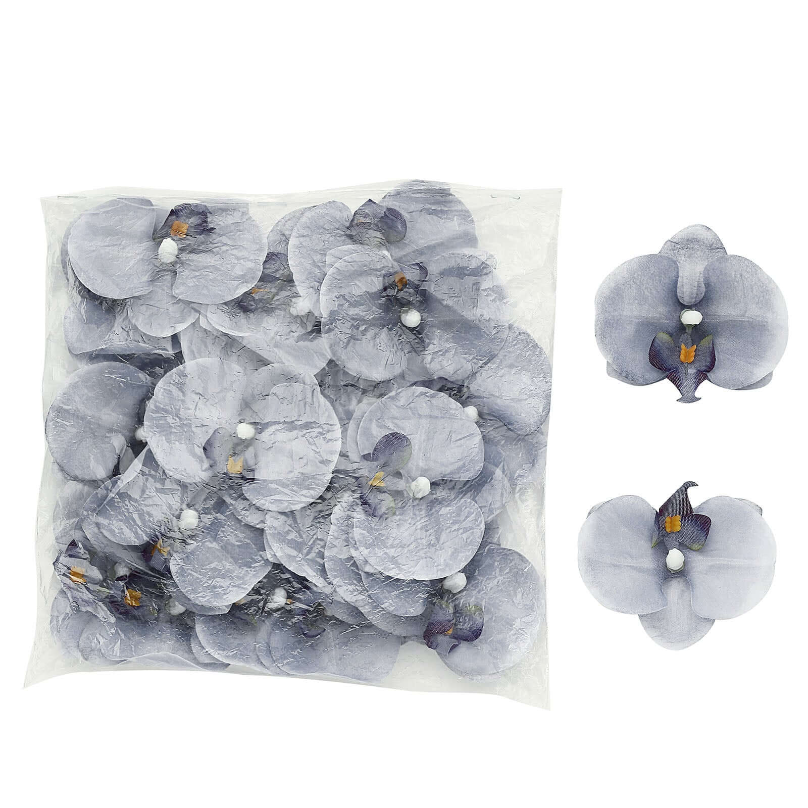 20 Silk Artificial Orchids Flower Heads Charcoal Gray - Versatile Floral Accents for DIY Floral Arrangements Corsages & Event Decor 4"
