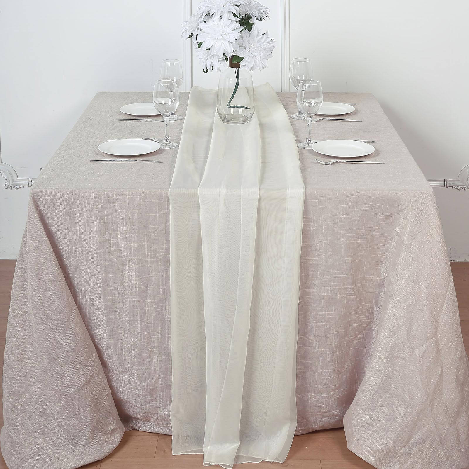 Premium Chiffon 6ft Table Runner Ivory - Flowy & Lightweight Table Decor
